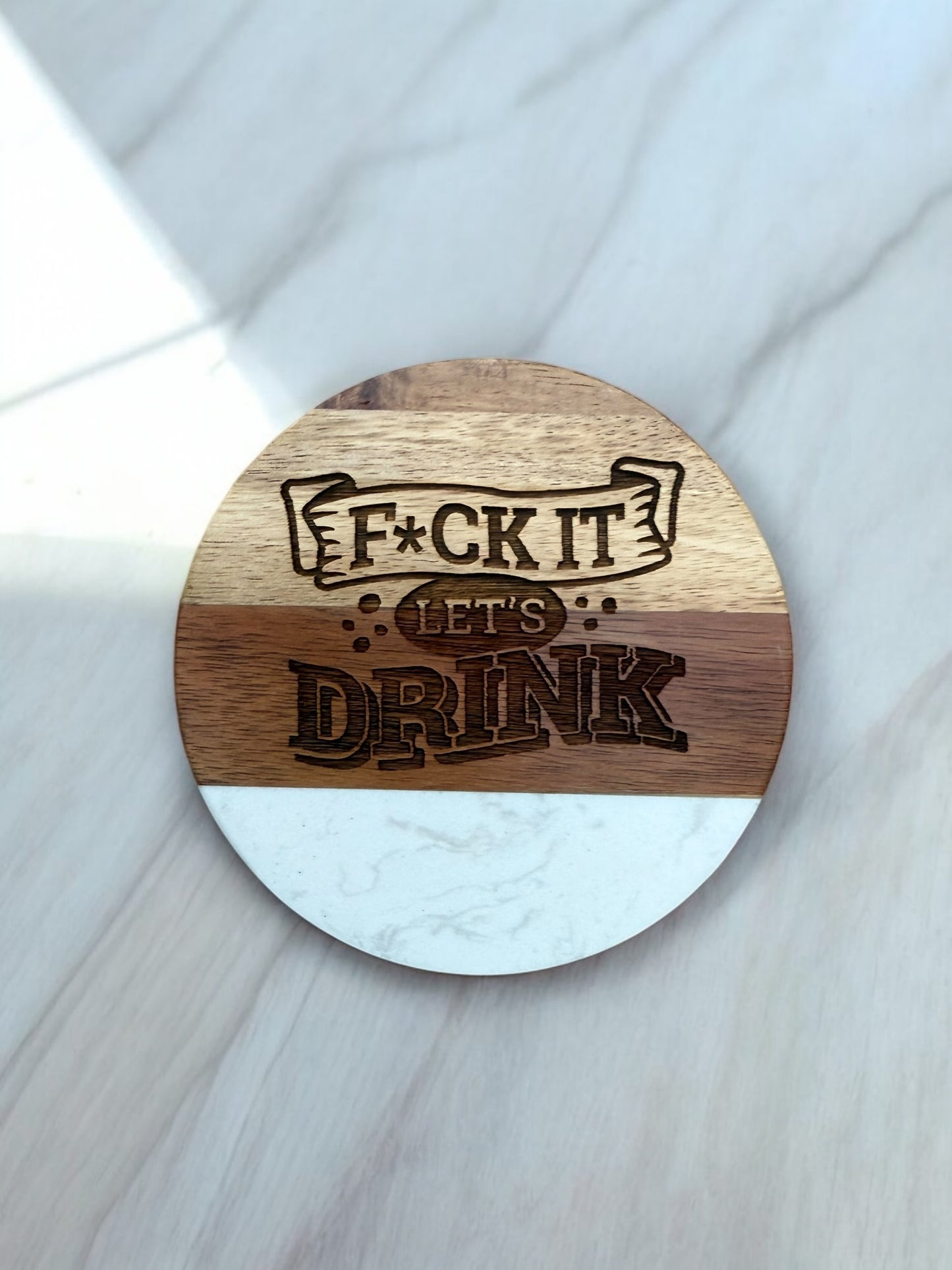 Wine Lover’s Wooden & Marble Coasters – Fun & Stylish Gift for Wine Enthusiasts
