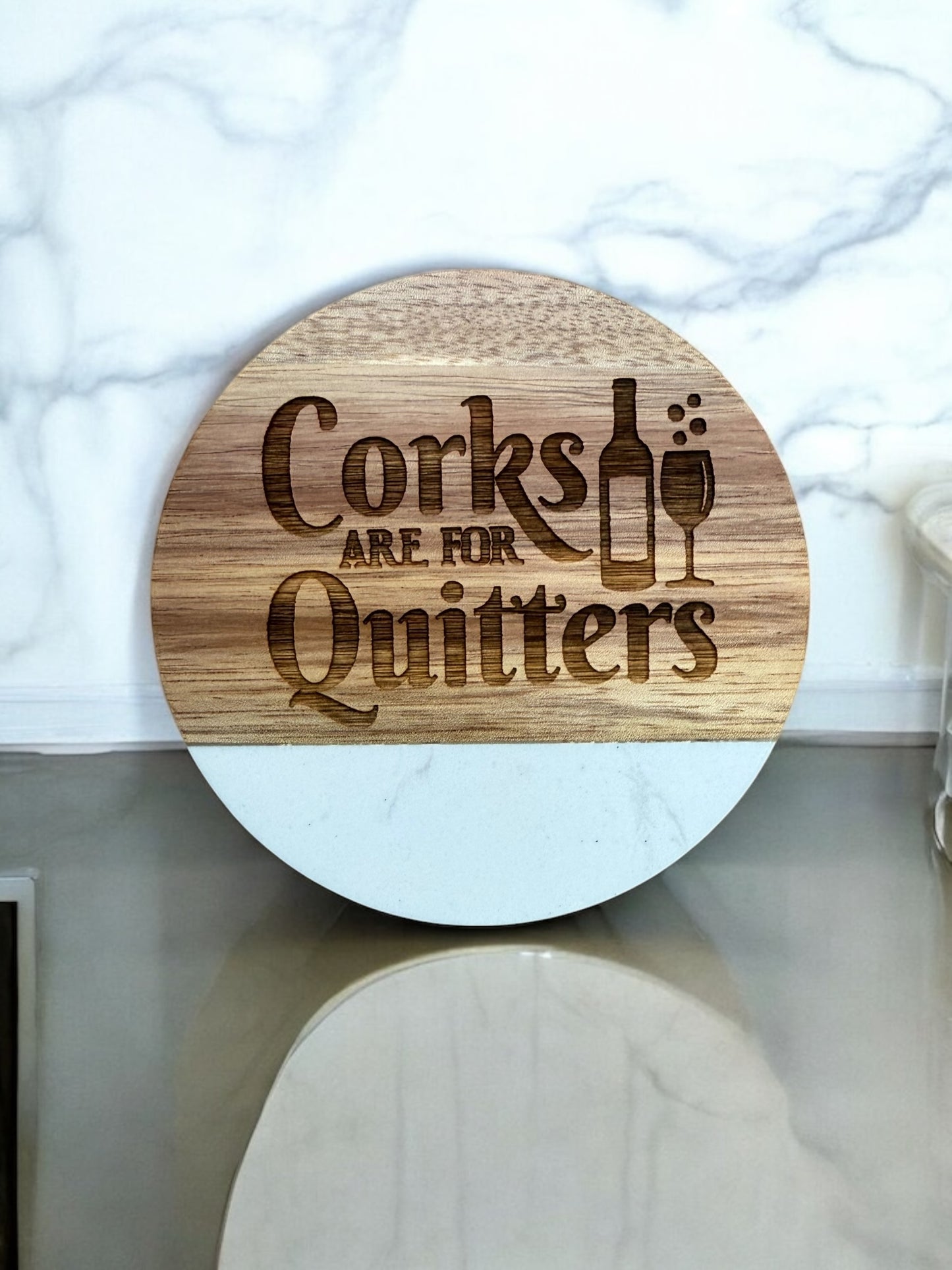 Wine Lover’s Wooden & Marble Coasters – Fun & Stylish Gift for Wine Enthusiasts
