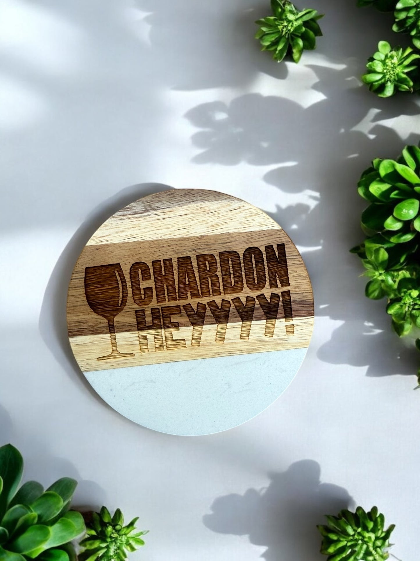 Wine Lover’s Wooden & Marble Coasters – Fun & Stylish Gift for Wine Enthusiasts
