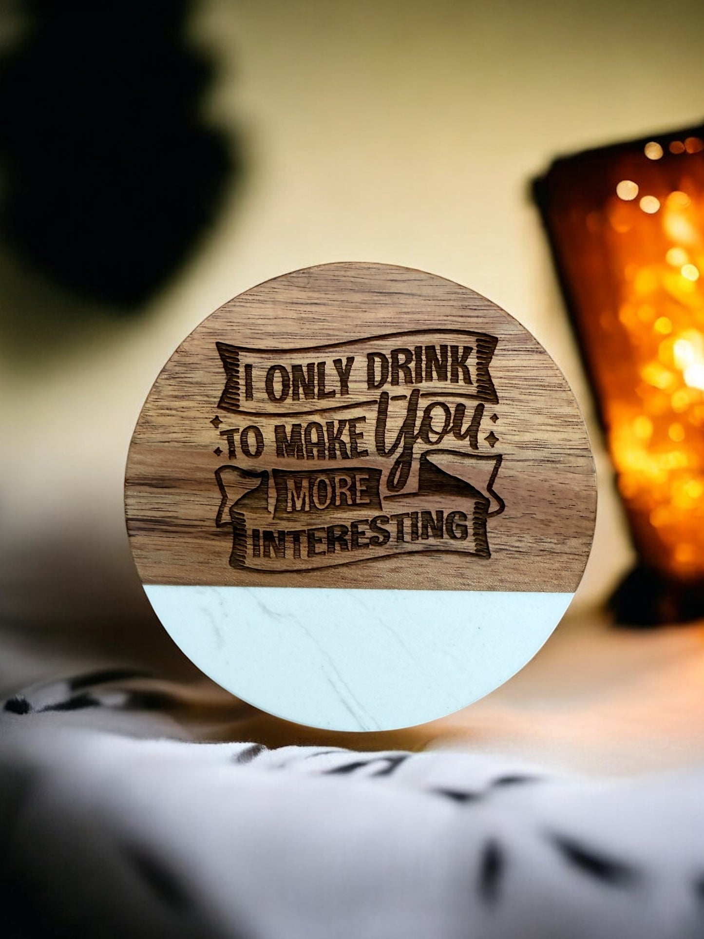 Wine Lover’s Wooden & Marble Coasters – Fun & Stylish Gift for Wine Enthusiasts