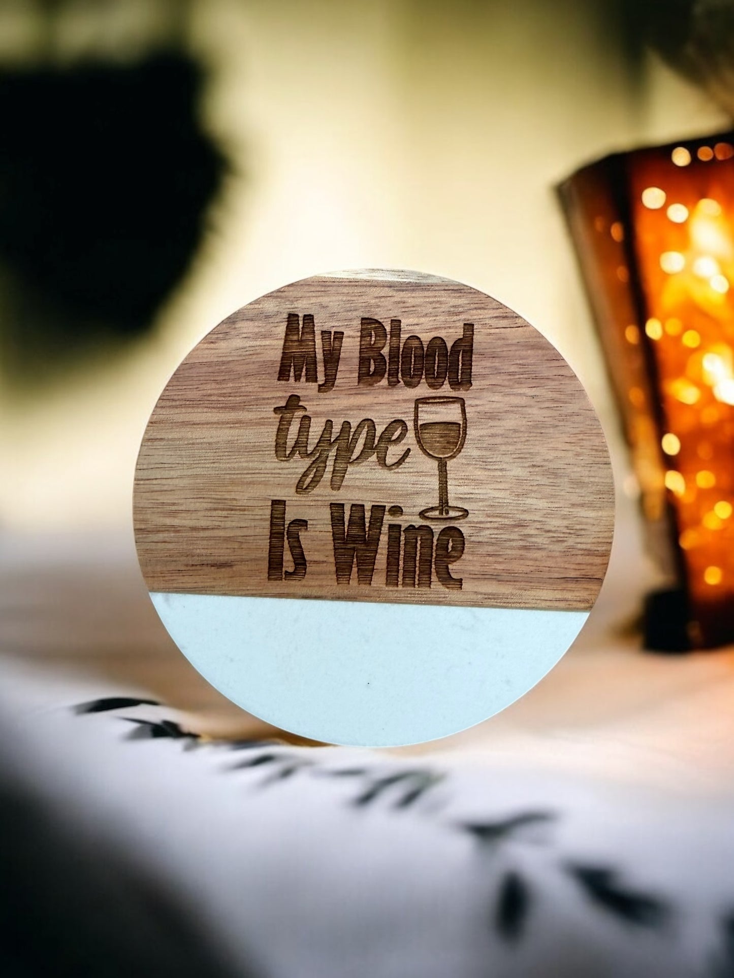 Wine Lover’s Wooden & Marble Coasters – Fun & Stylish Gift for Wine Enthusiasts