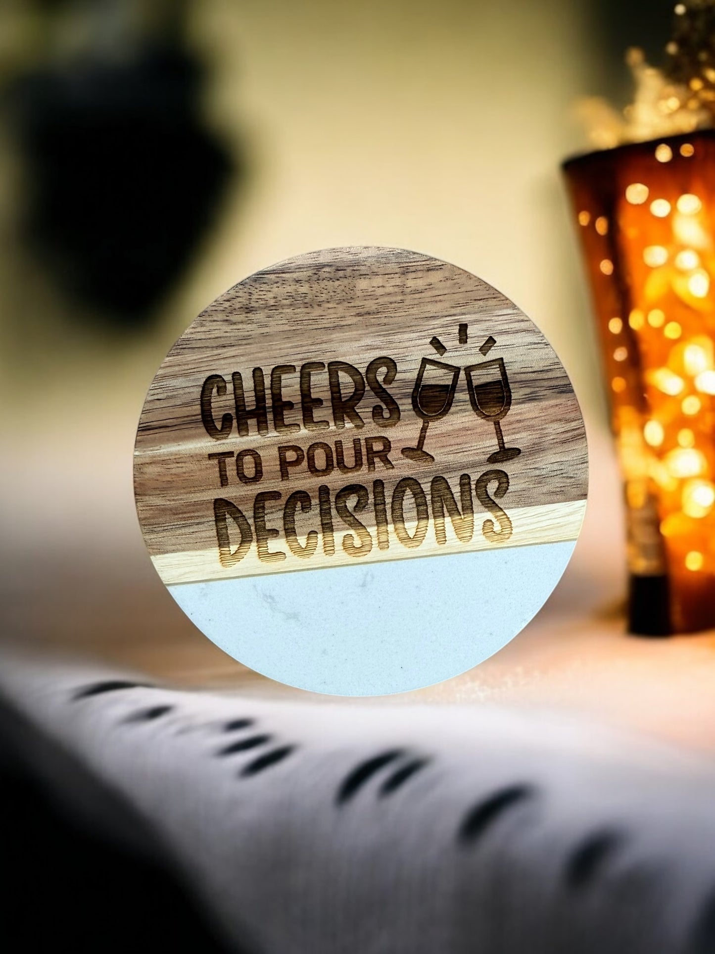 Wine Lover’s Wooden & Marble Coasters – Fun & Stylish Gift for Wine Enthusiasts