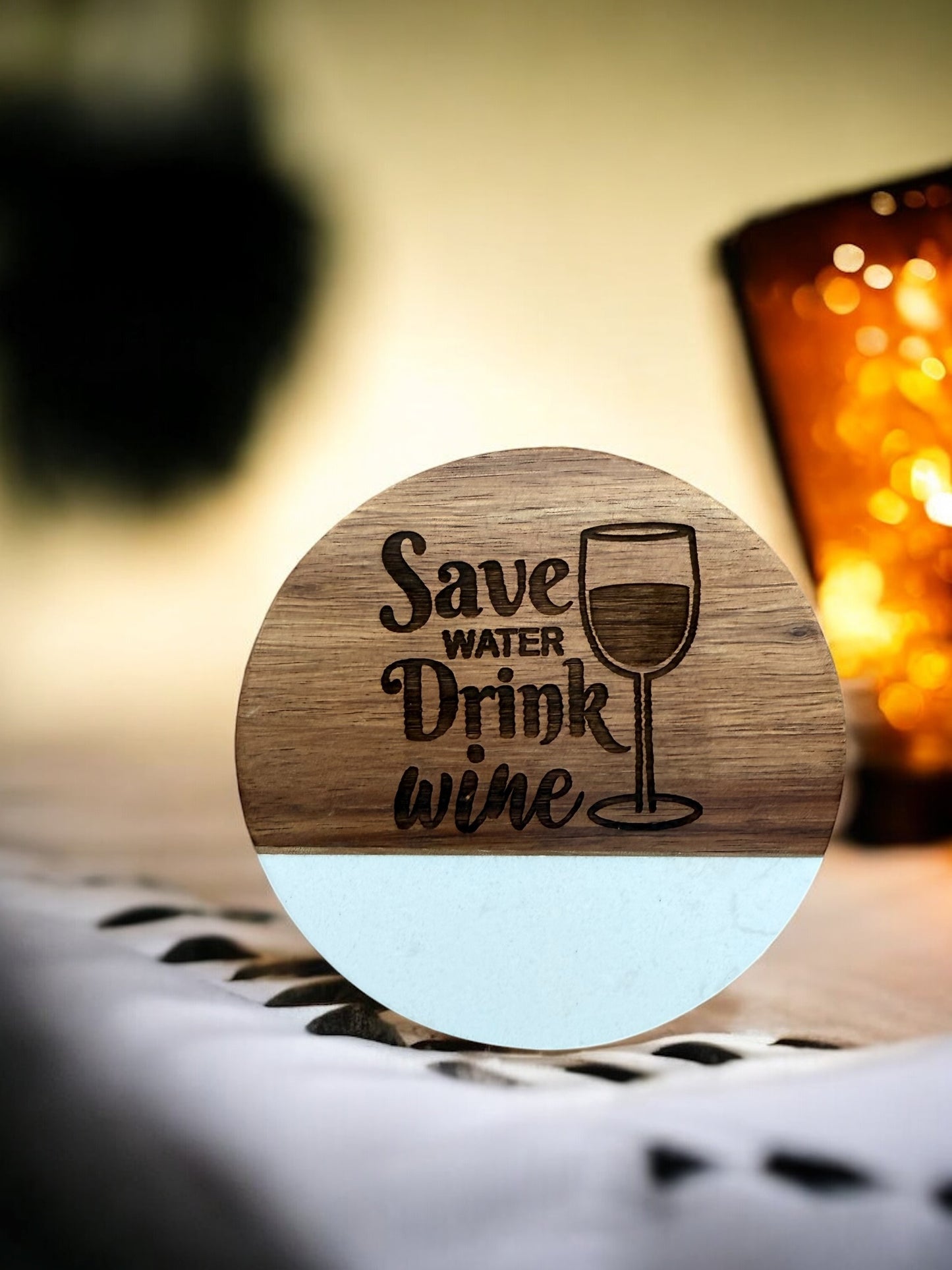 Wine Lover’s Wooden & Marble Coasters – Fun & Stylish Gift for Wine Enthusiasts