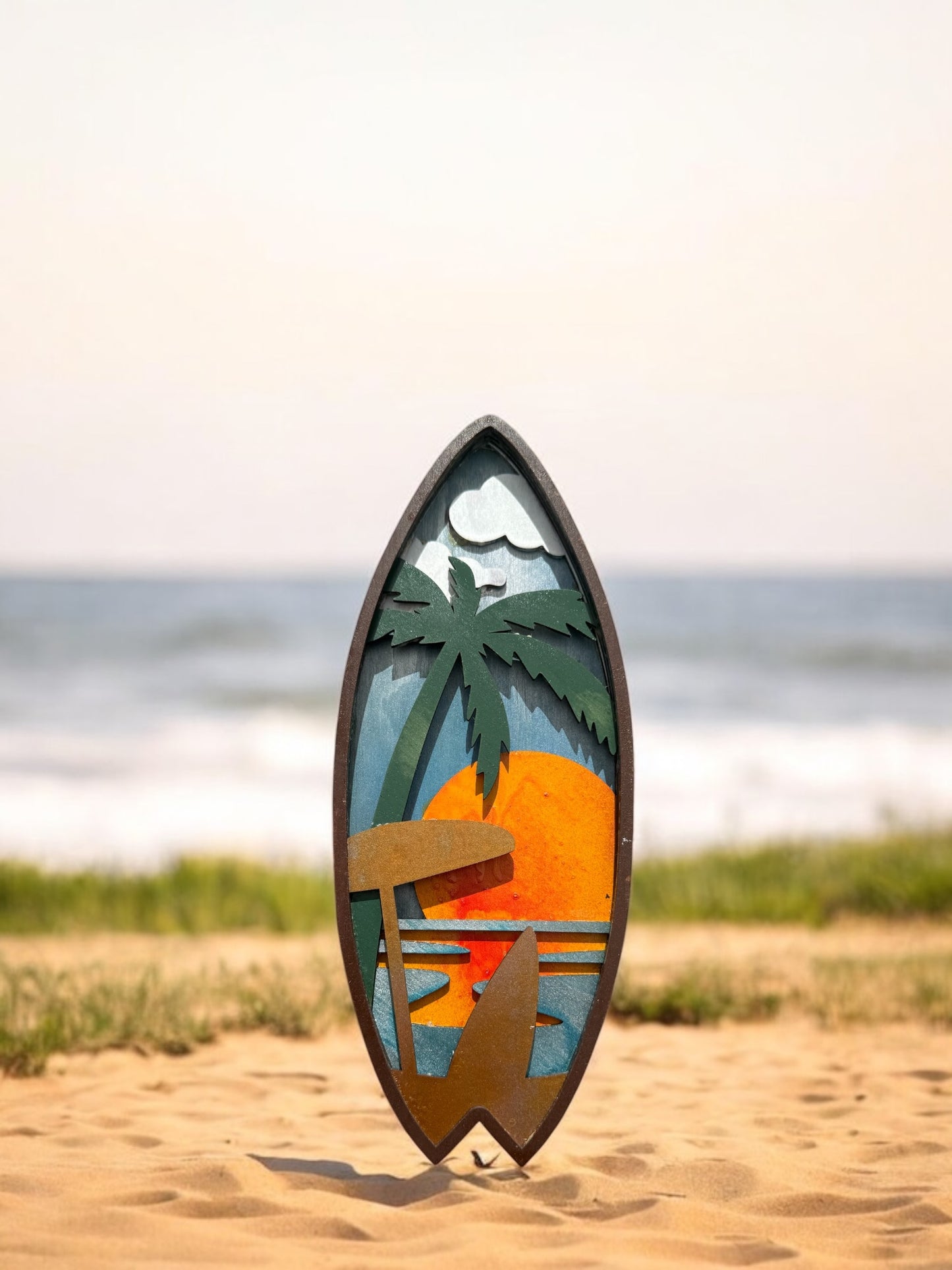 Wooden Surfboard Wall Decor