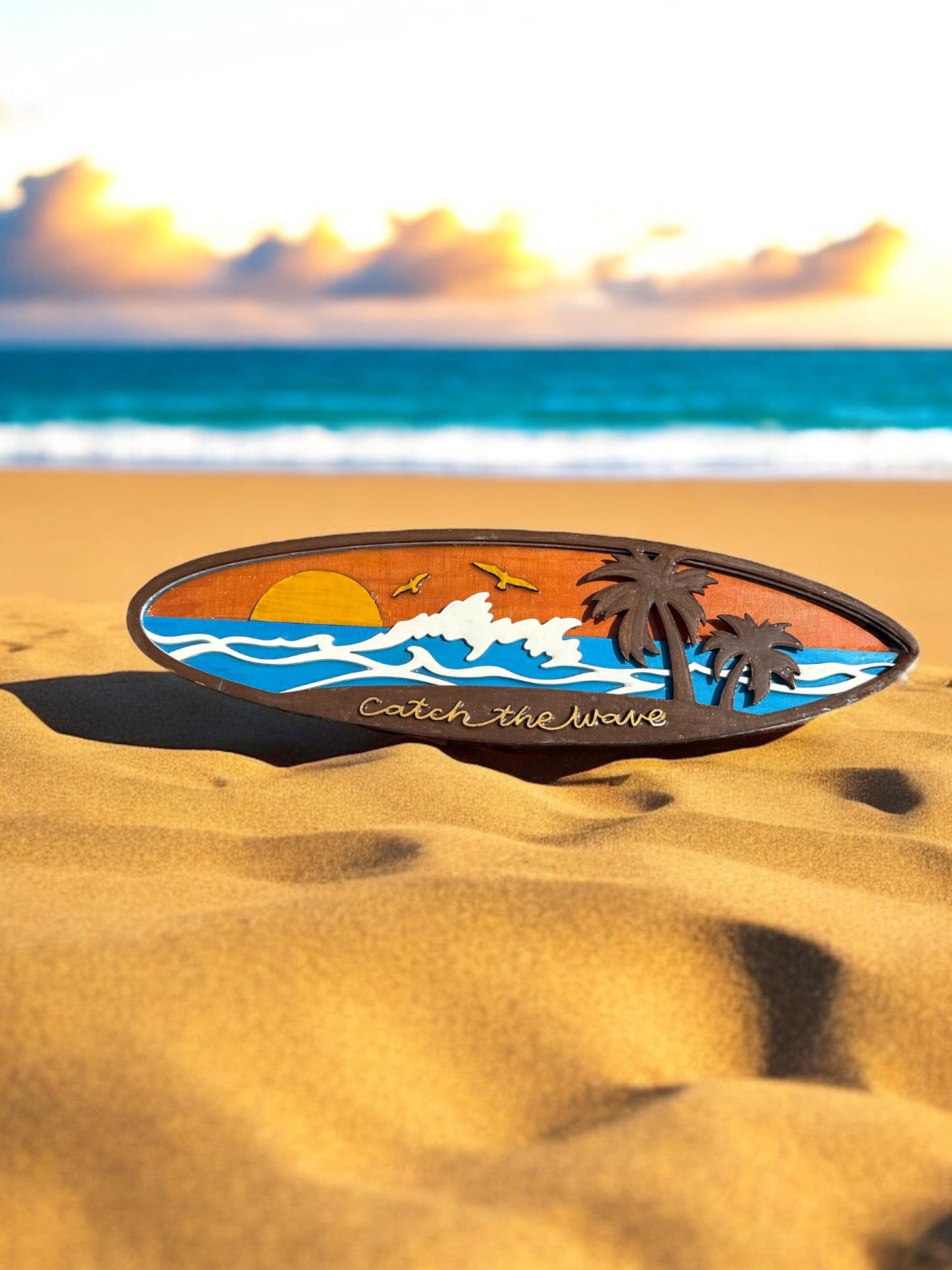 Wooden Surfboard Wall Decor