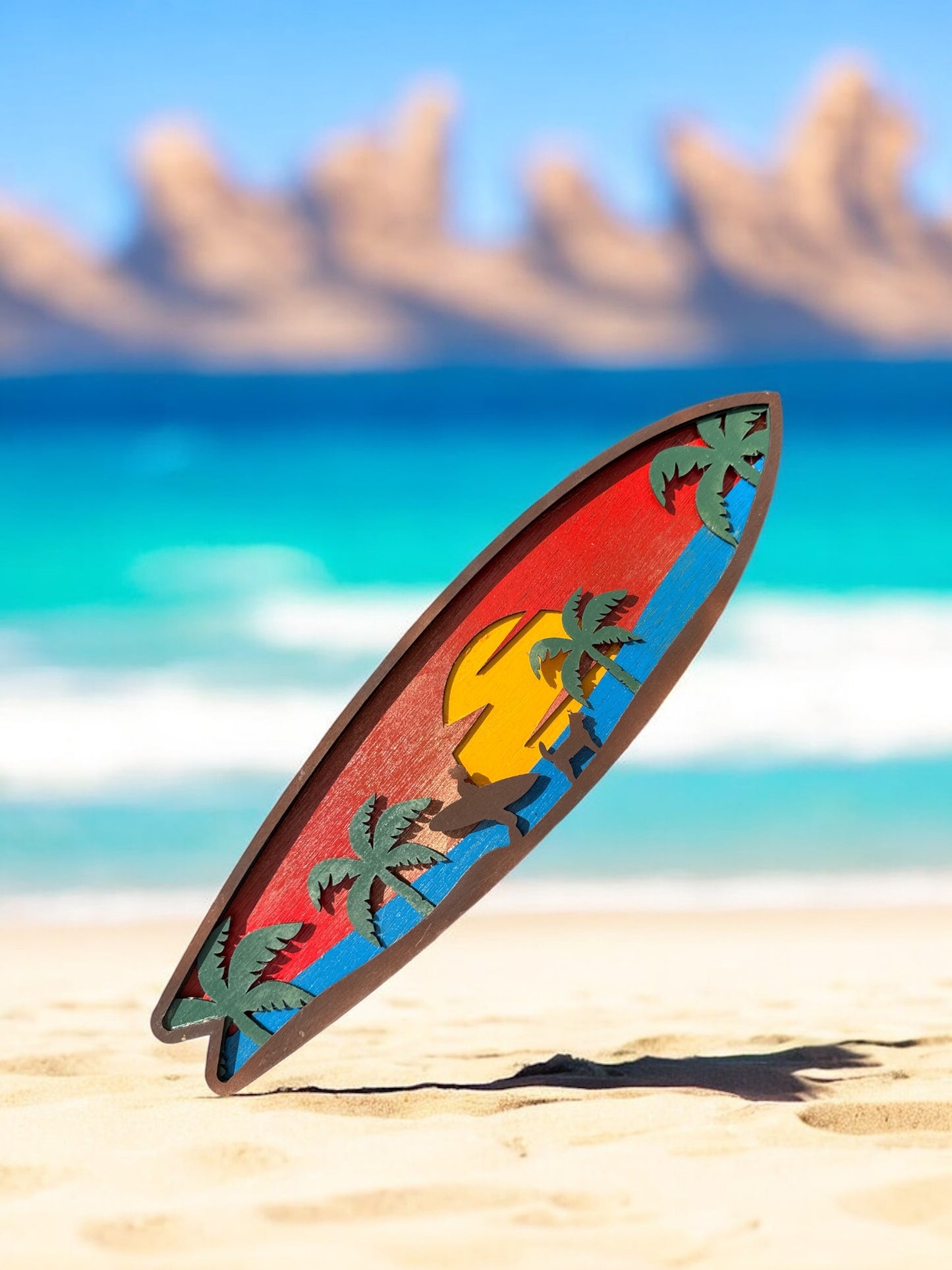 Wooden Surfboard Wall Decor