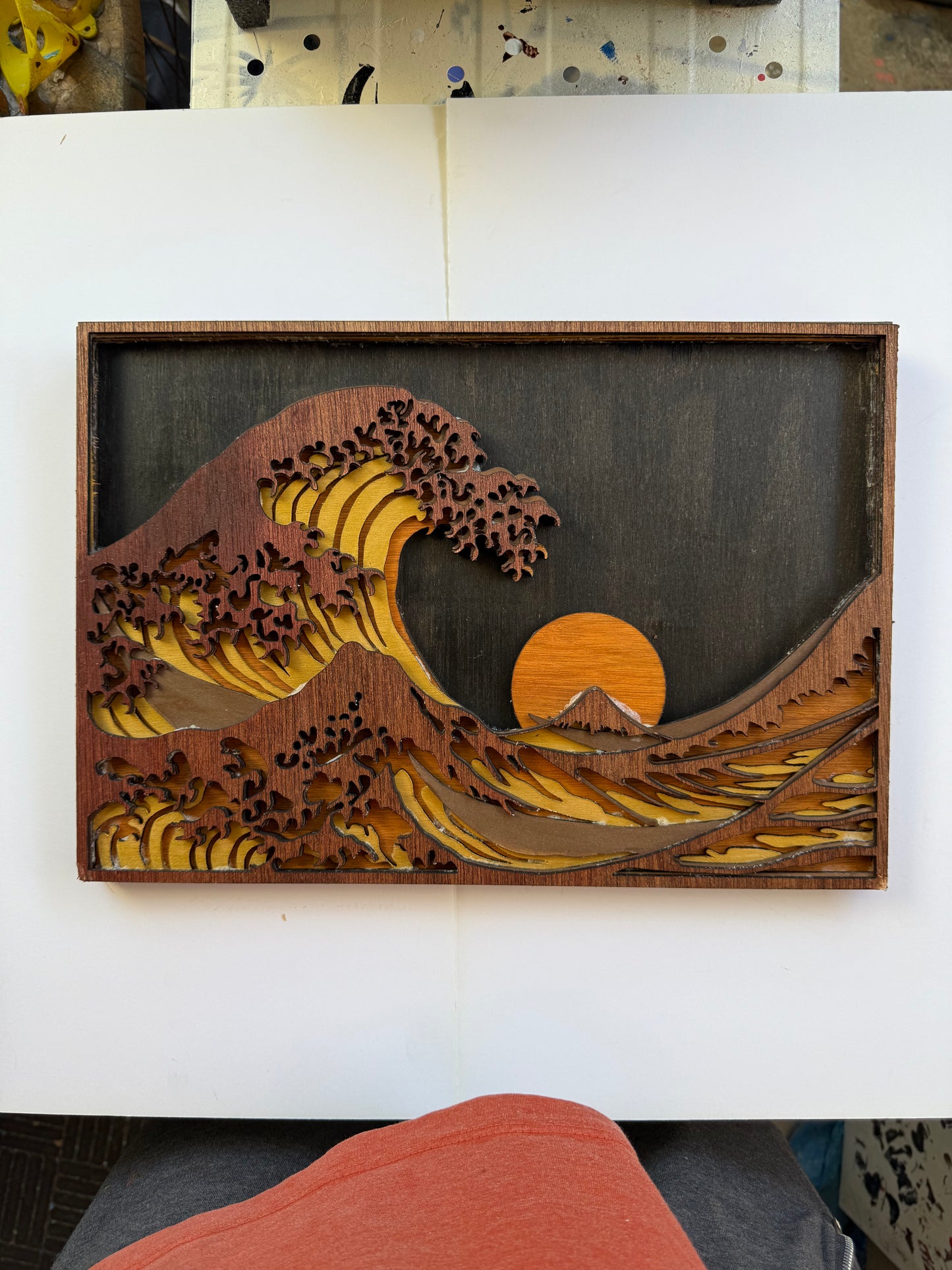 Japanese-Style Wave Wooden Decor