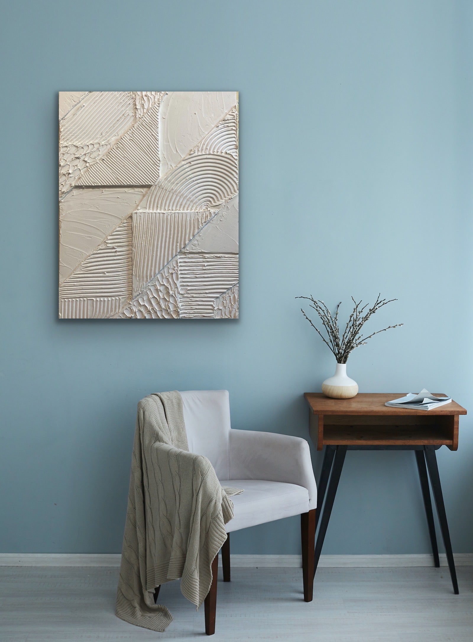 Minimalist Aesthetic Decor | Minimalist Art | Textured Painting | Modern Decor  (Beige) - Omagoodness Art Shop