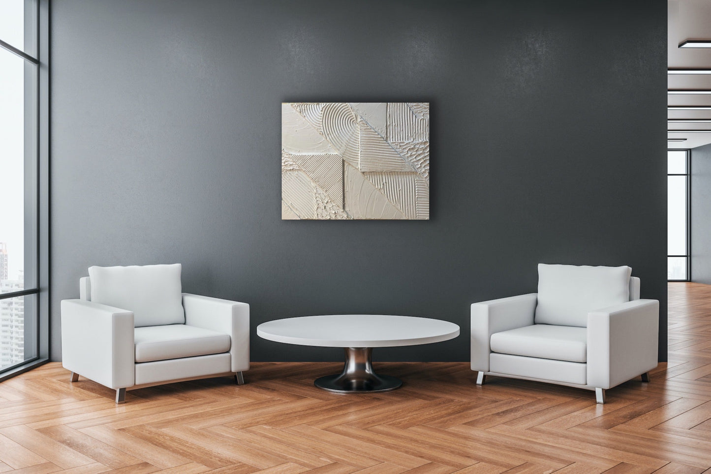 Minimalist Aesthetic Decor | Minimalist Art | Textured Painting | Modern Decor (Beige) - Omagoodness Art Shop