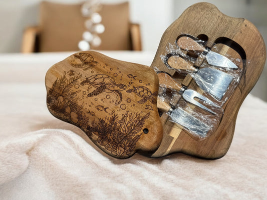 Luxury Acacia Charcuterie Board – Available in Laser-Engraved or Ocean Resin Design