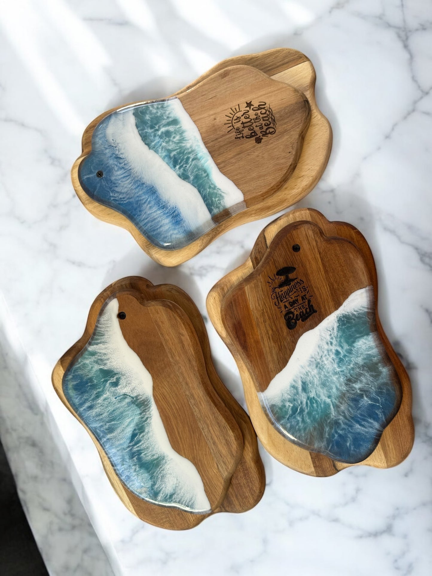 Luxury Acacia Charcuterie Board ā Available in Laser-Engraved or Ocean Resin Design