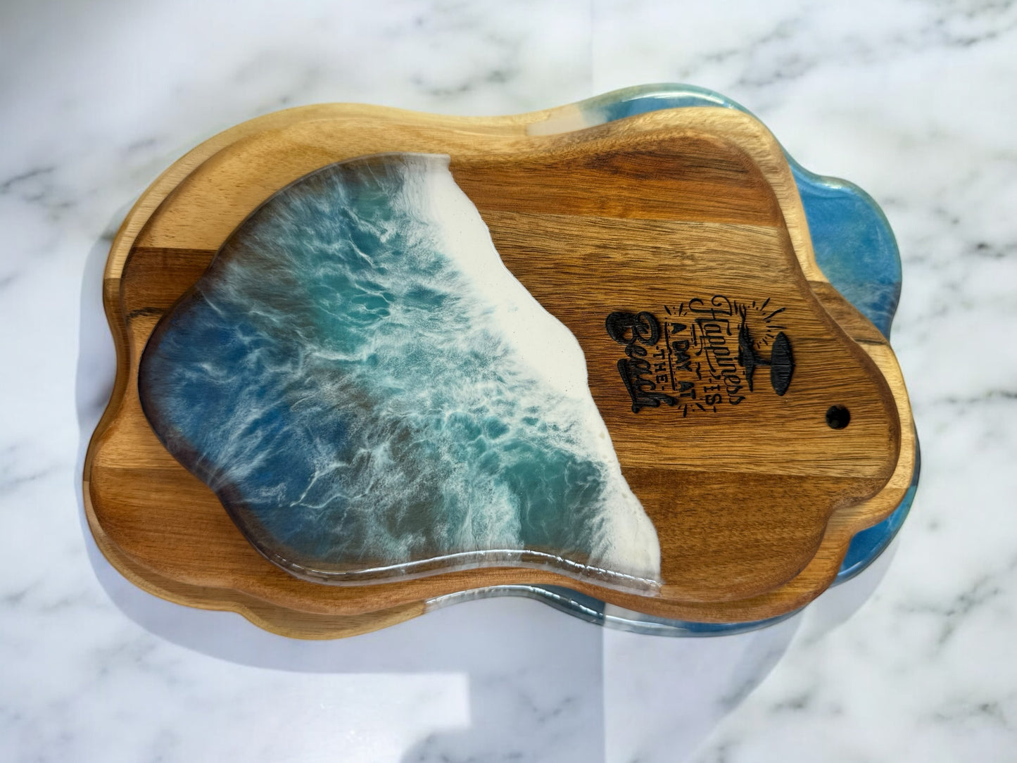 Luxury Acacia Charcuterie Board ā Available in Laser-Engraved or Ocean Resin Design