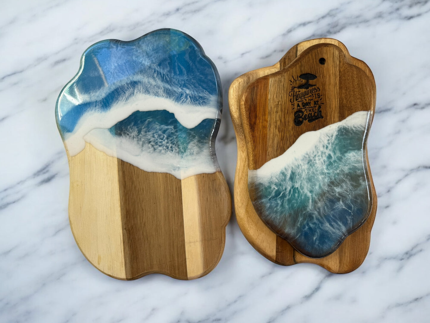 Luxury Acacia Charcuterie Board ā Available in Laser-Engraved or Ocean Resin Design