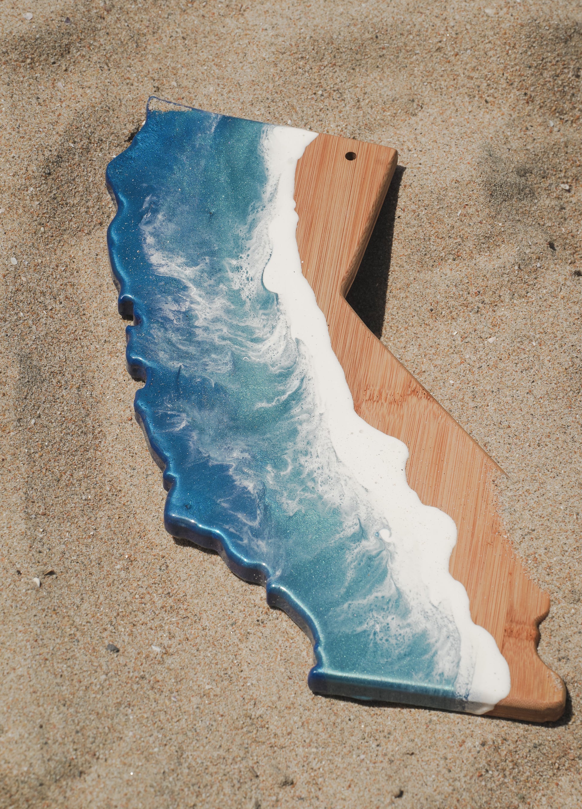 California Rustic Board Charcuterie Board Ocean Resin Art Board Christmas Gifts California Coast - Omagoodness Art Shop