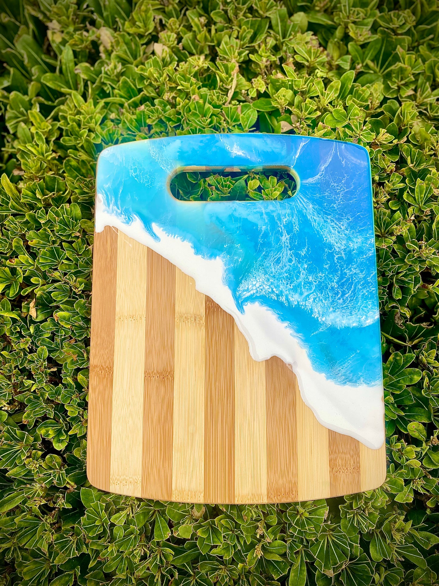Ocean Resin Charcuterie Board, Bamboo Wood Cheese Board - Omagoodness Art Shop