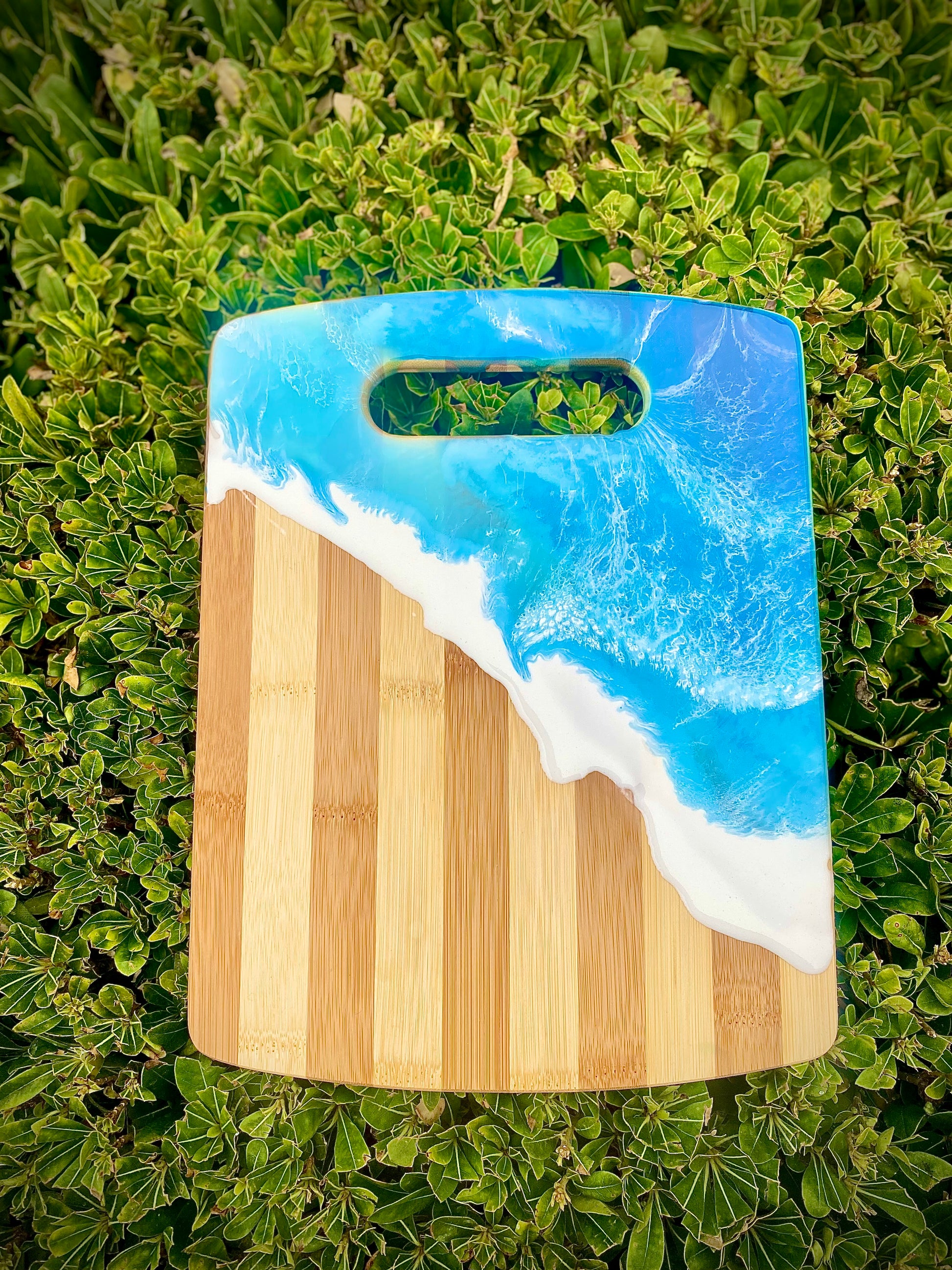 Ocean Resin Charcuterie Board, Bamboo Wood Cheese Board - Omagoodness Art Shop