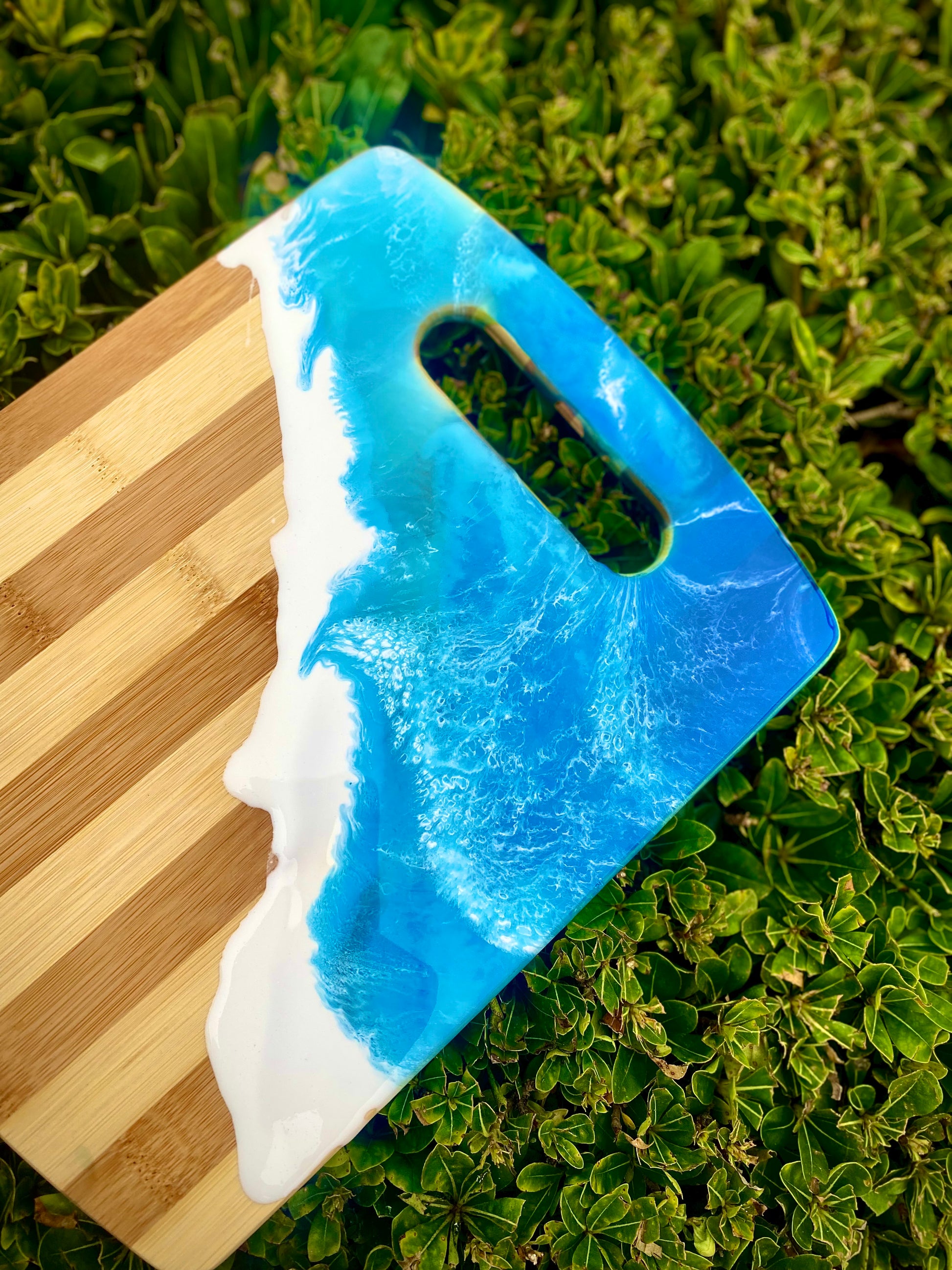 Ocean Resin Charcuterie Board, Bamboo Wood Cheese Board - Omagoodness Art Shop