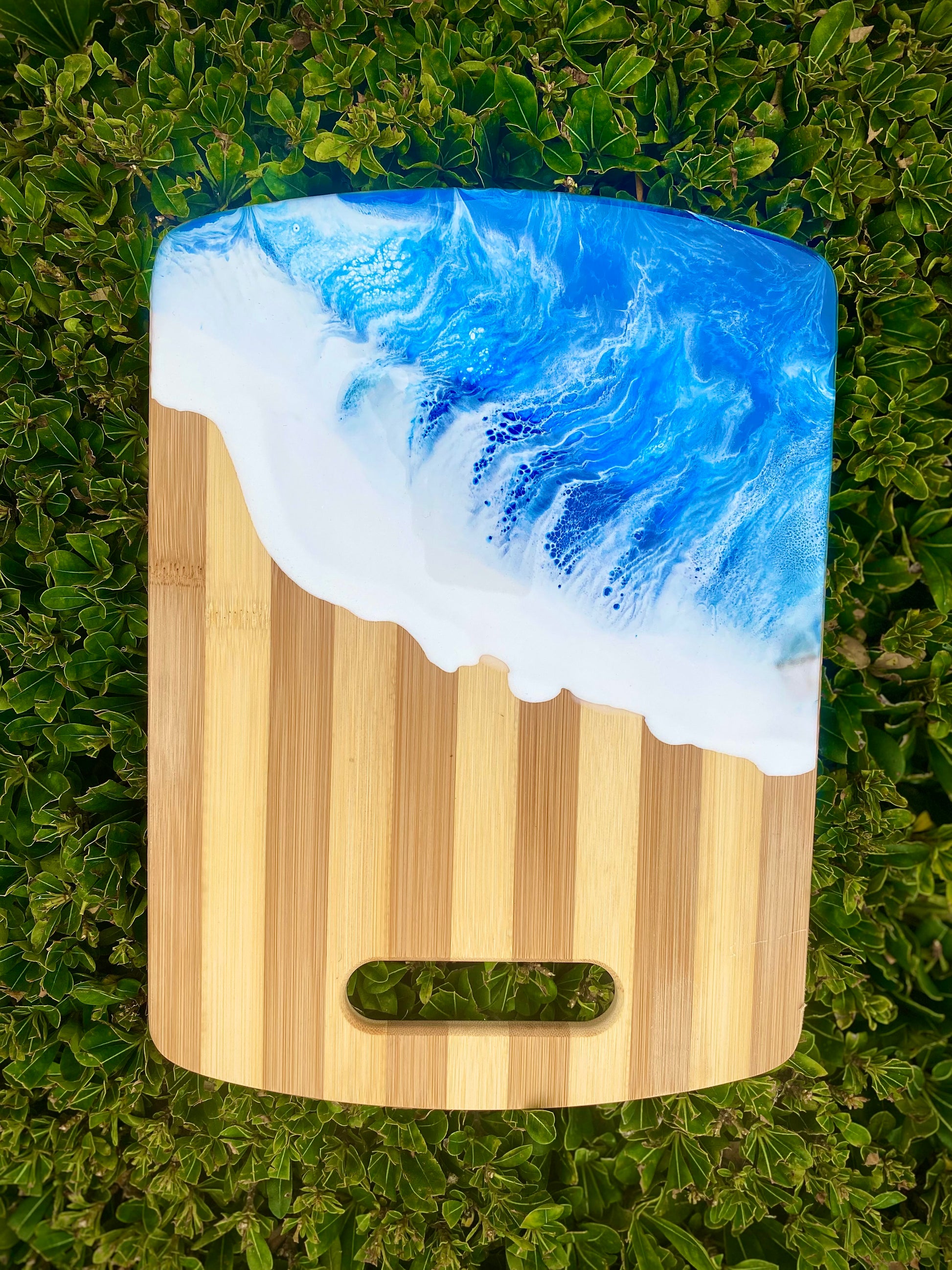 Ocean Resin Charcuterie Board, Bamboo Wood Cheese Board - Omagoodness Art Shop