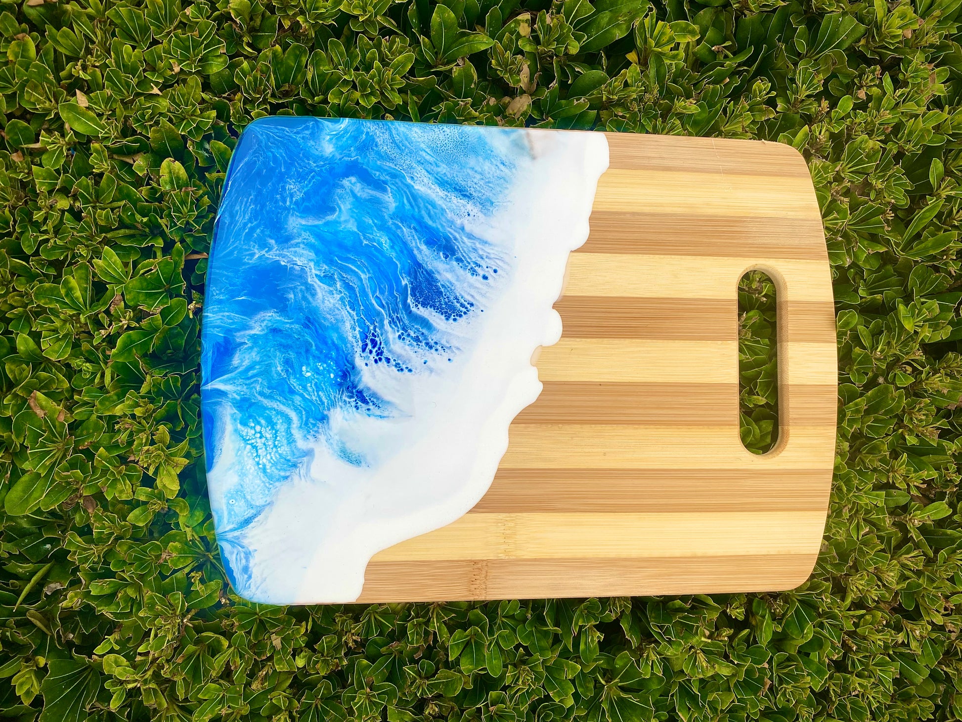 Ocean Resin Charcuterie Board, Bamboo Wood Cheese Board - Omagoodness Art Shop