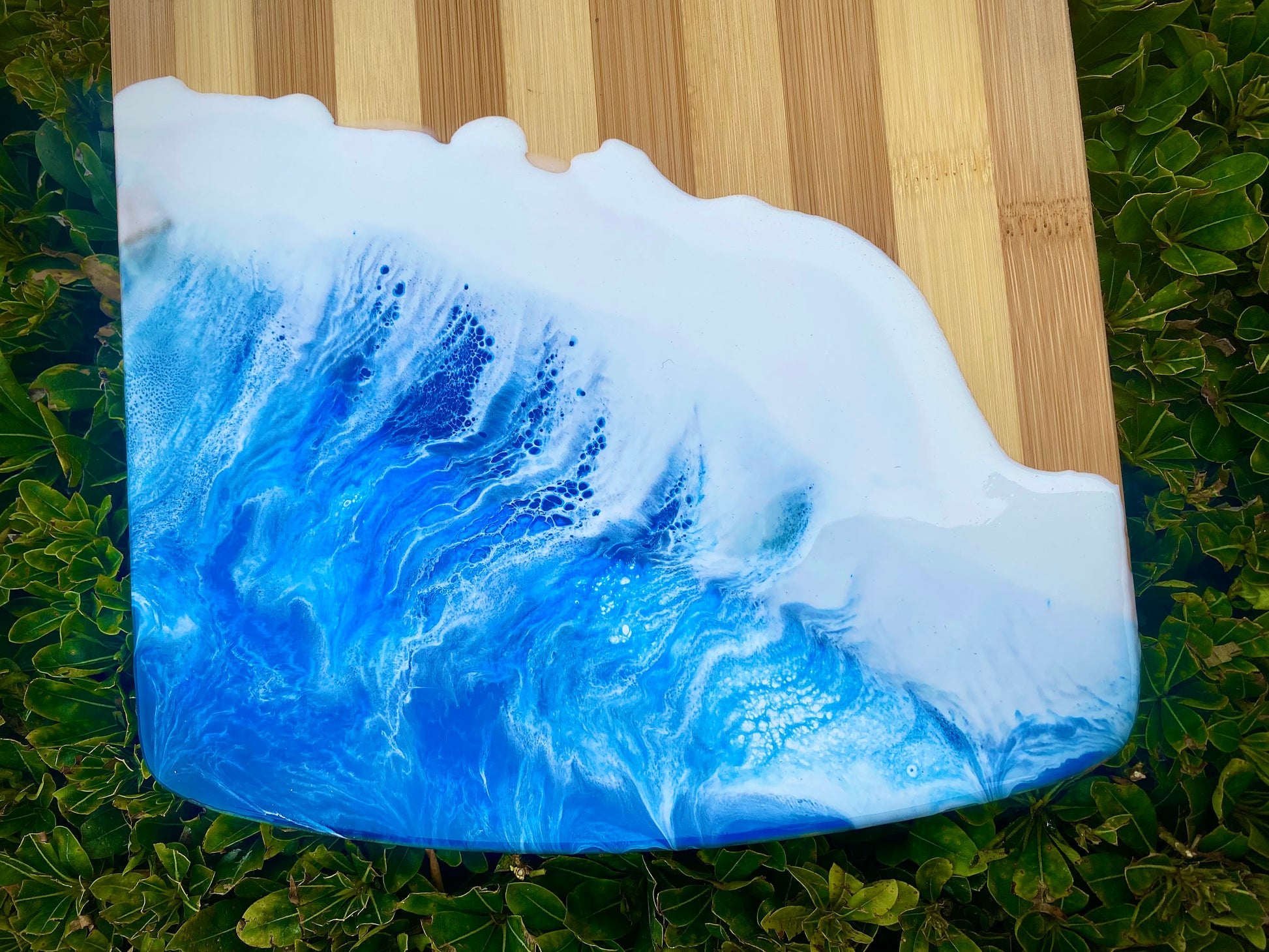 Ocean Resin Charcuterie Board, Bamboo Wood Cheese Board - Omagoodness Art Shop