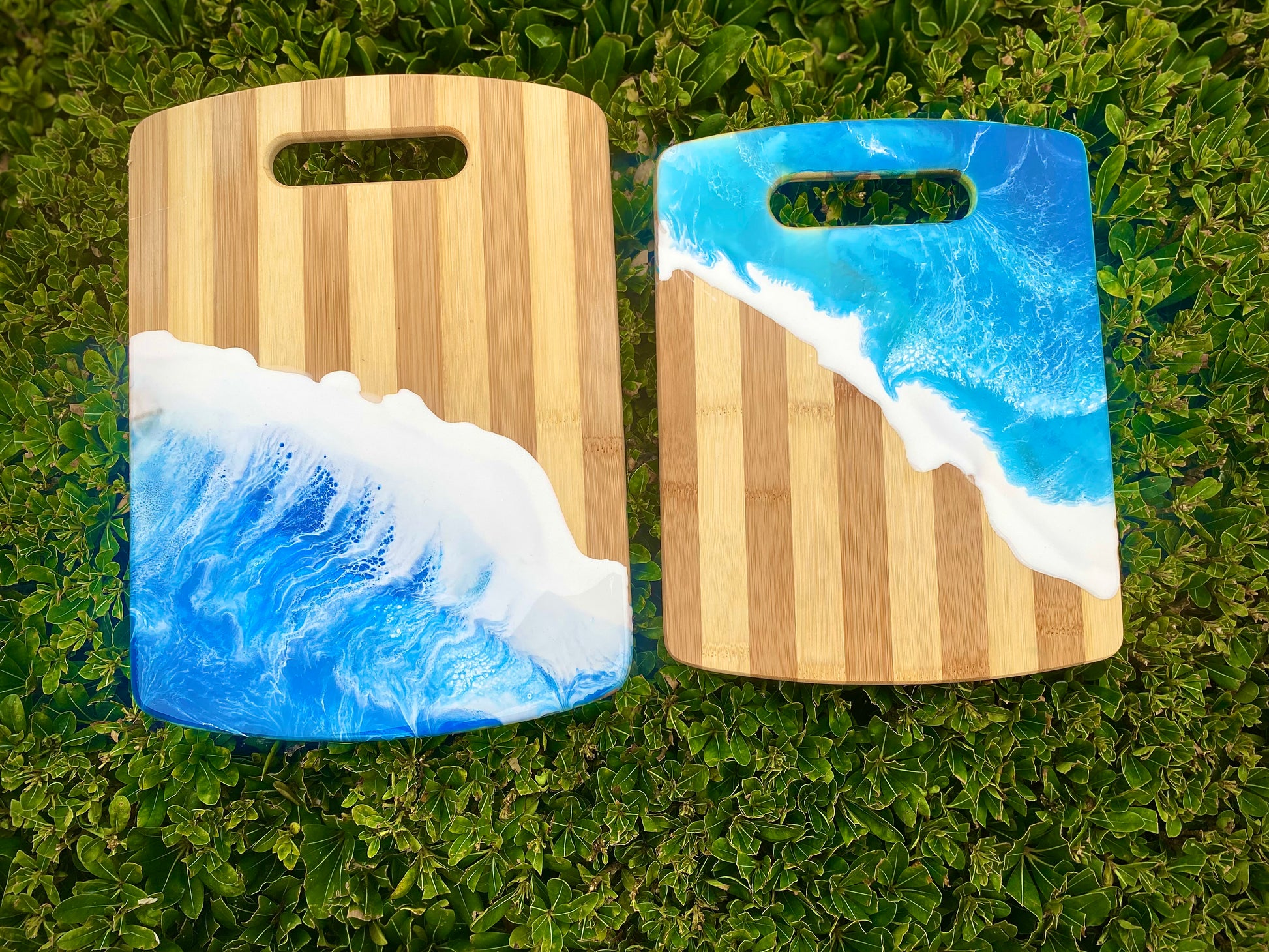 Ocean Resin Charcuterie Board, Bamboo Wood Cheese Board - Omagoodness Art Shop