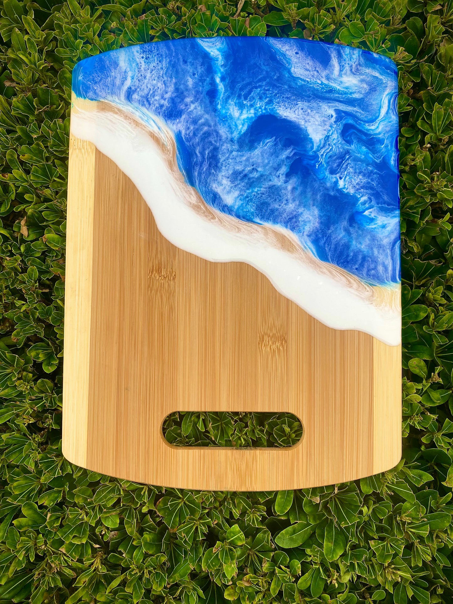 Ocean Resin Charcuterie Board, Bamboo Wood Cheese Board - Omagoodness Art Shop
