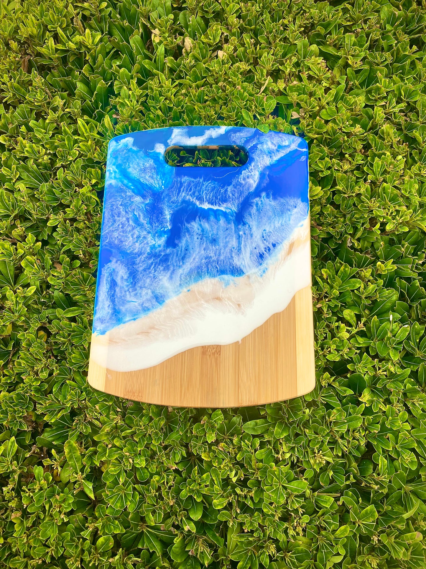 Ocean Resin Charcuterie Board, Bamboo Wood Cheese Board - Omagoodness Art Shop