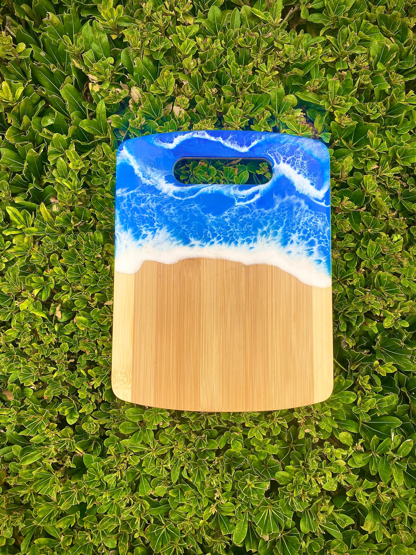 Ocean Resin Charcuterie Board, Bamboo Wood Cheese Board - Omagoodness Art Shop