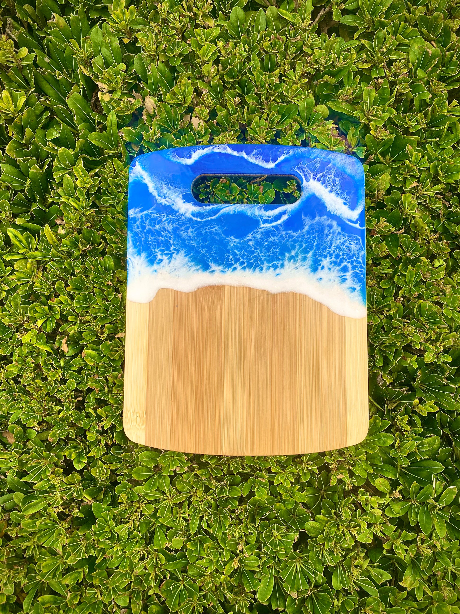 Ocean Resin Charcuterie Board, Bamboo Wood Cheese Board - Omagoodness Art Shop