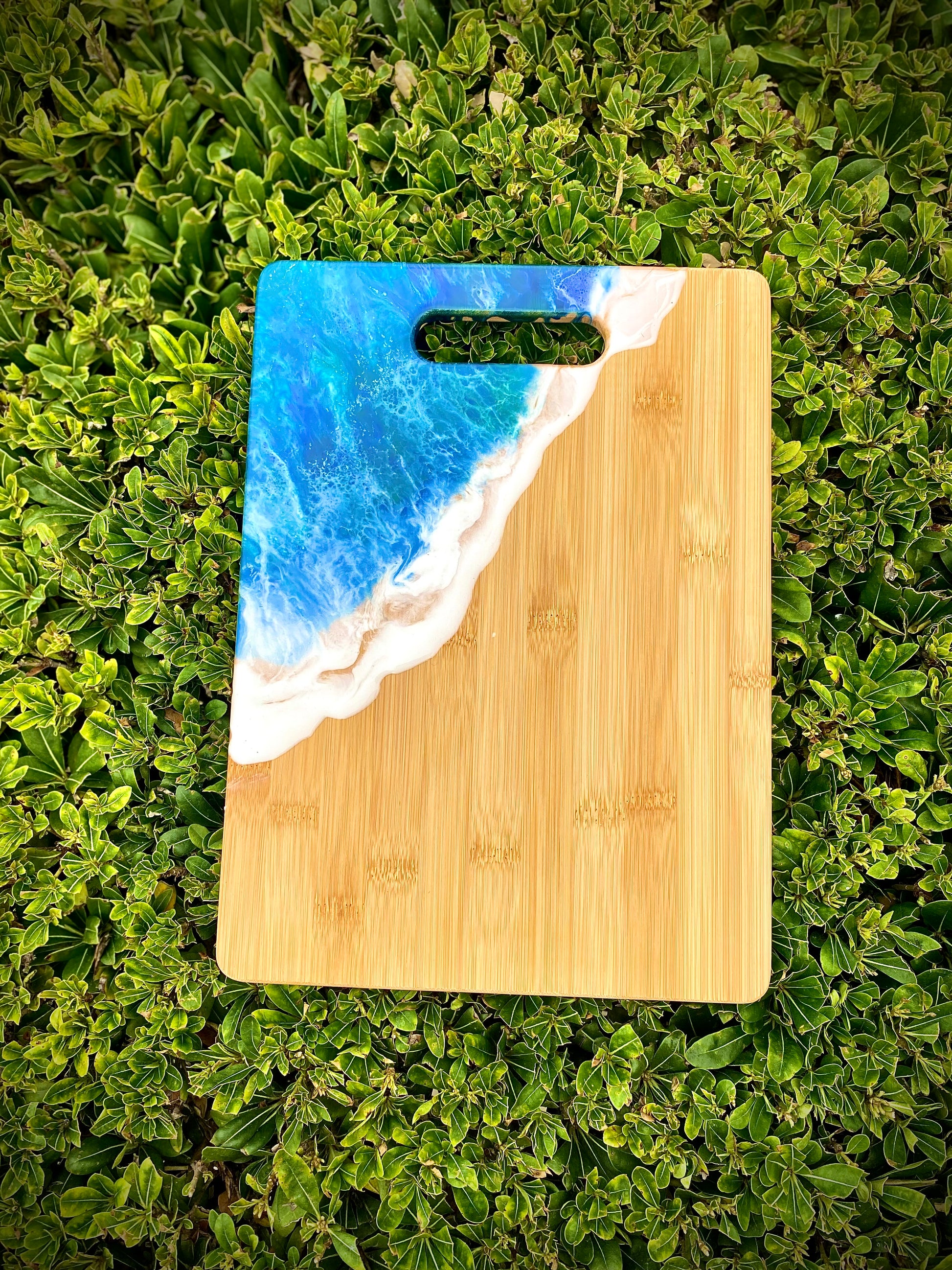 Ocean Resin Charcuterie Board, Bamboo Wood Cheese Board - Omagoodness Art Shop