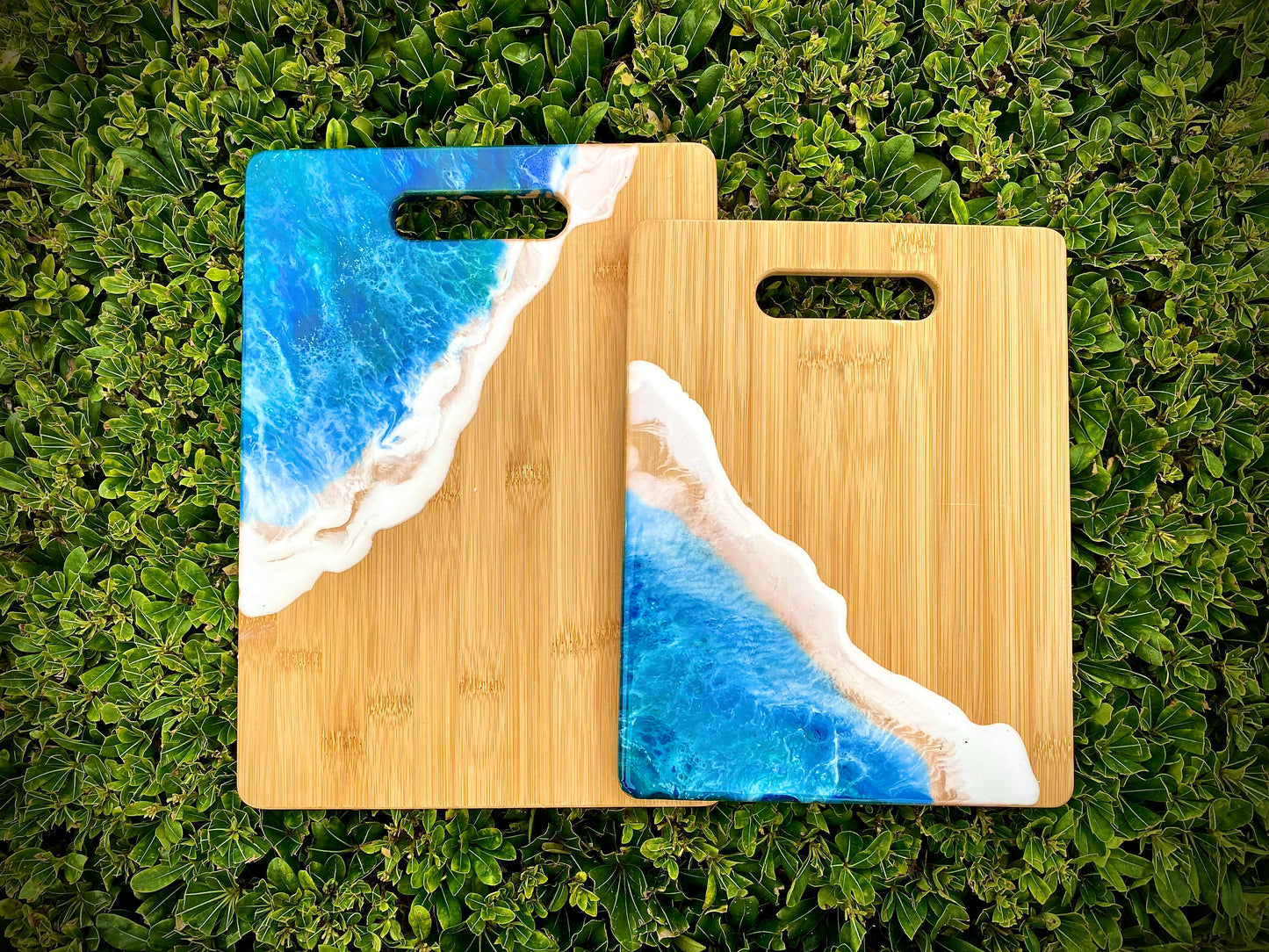 Ocean Resin Charcuterie Board, Bamboo Wood Cheese Board - Omagoodness Art Shop