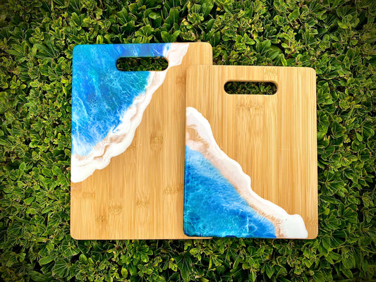 Ocean Resin Charcuterie Board, Bamboo Wood Cheese Board - Omagoodness Art Shop