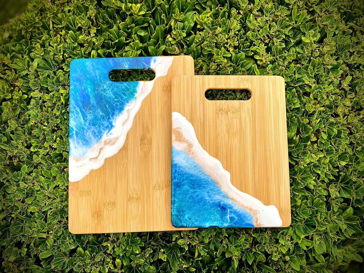Ocean Resin Charcuterie Board, Bamboo Wood Cheese Board - Omagoodness Art Shop
