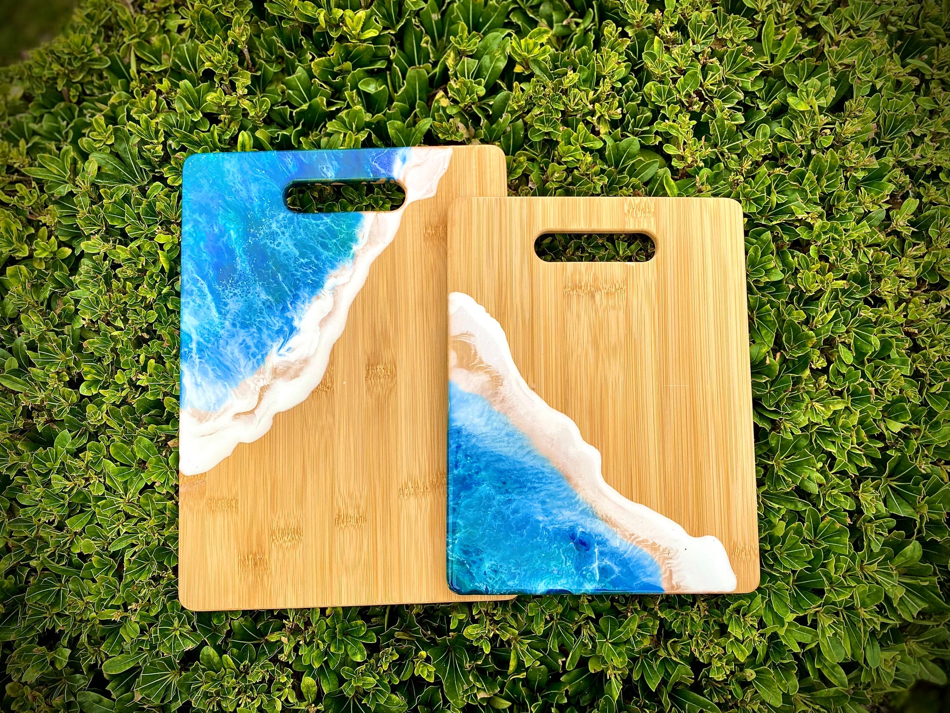 Ocean Resin Charcuterie Board, Bamboo Wood Cheese Board - Omagoodness Art Shop