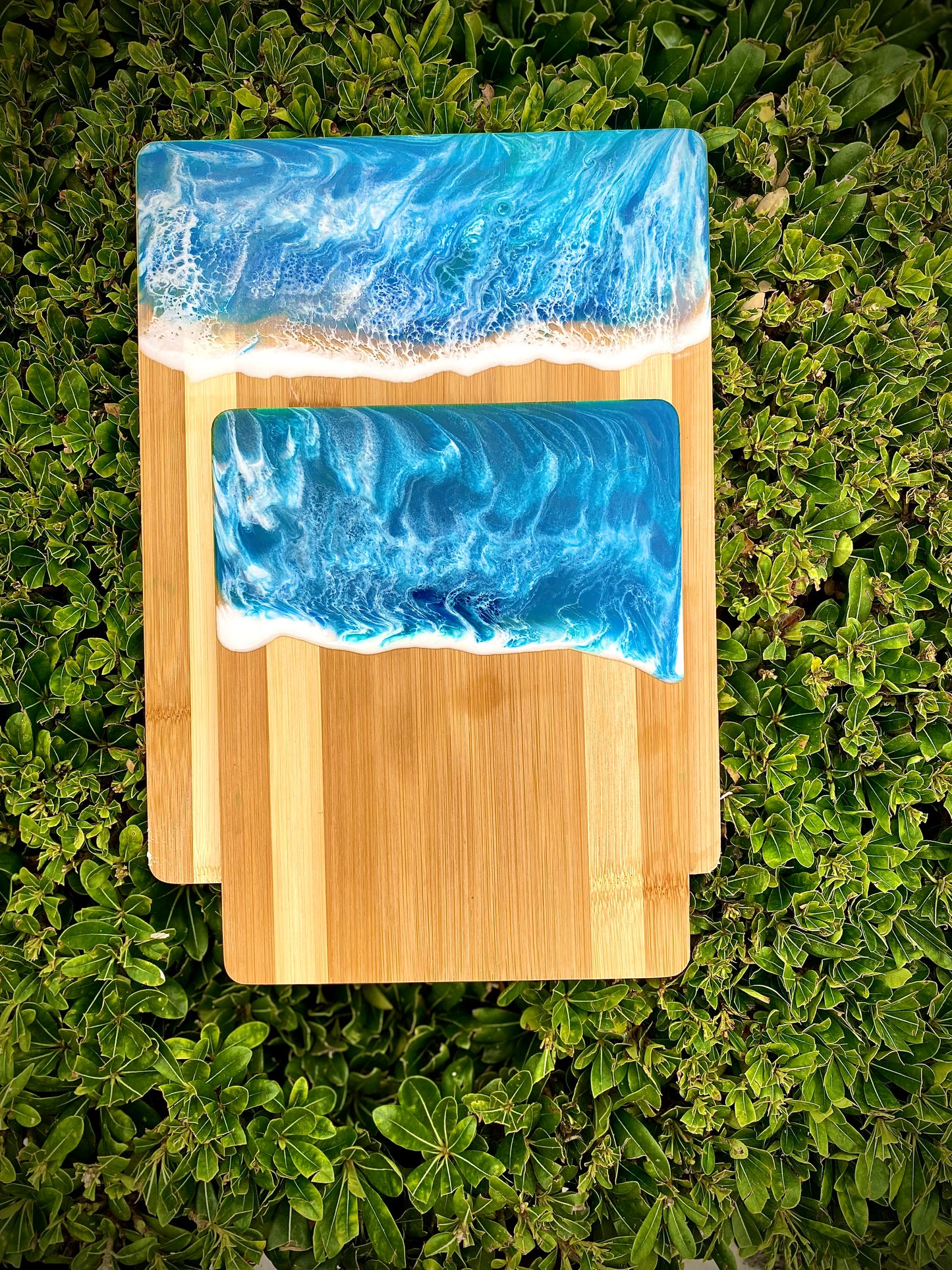 Elegant Hand Crafted Ocean Resin Charcuterie Board,  Wood Cheese Board - Omagoodness Art Shop