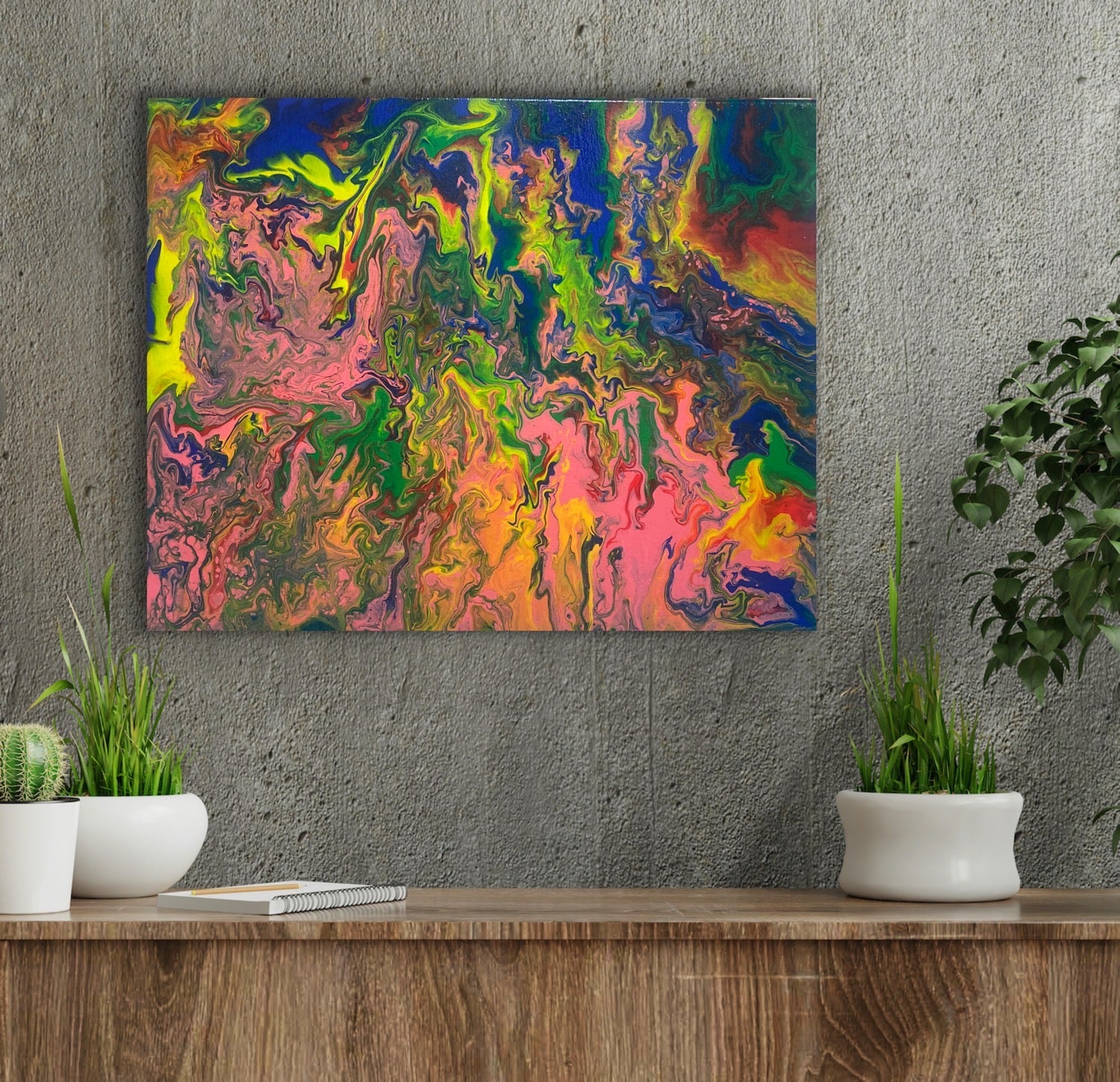 Beautiful Artwork | Handmade | Acrylic Pouring | Swipe Pour Technique | 20 x16 inch canvas - Omagoodness Art Shop