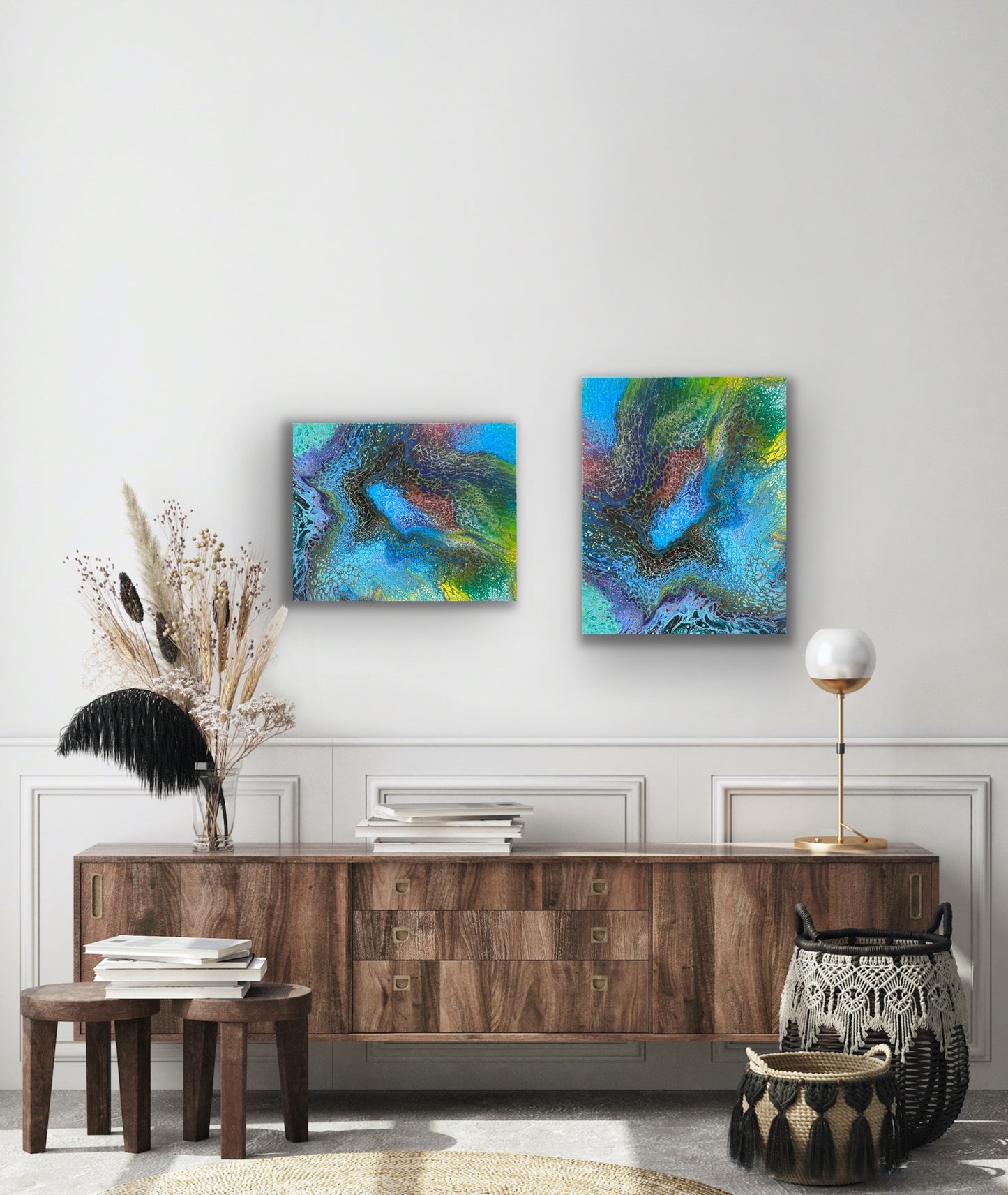 Beautiful Artwork | Handmade | Acrylic Pouring | Swipe Pour Technique | 20 x16 inch canvas - Omagoodness Art Shop