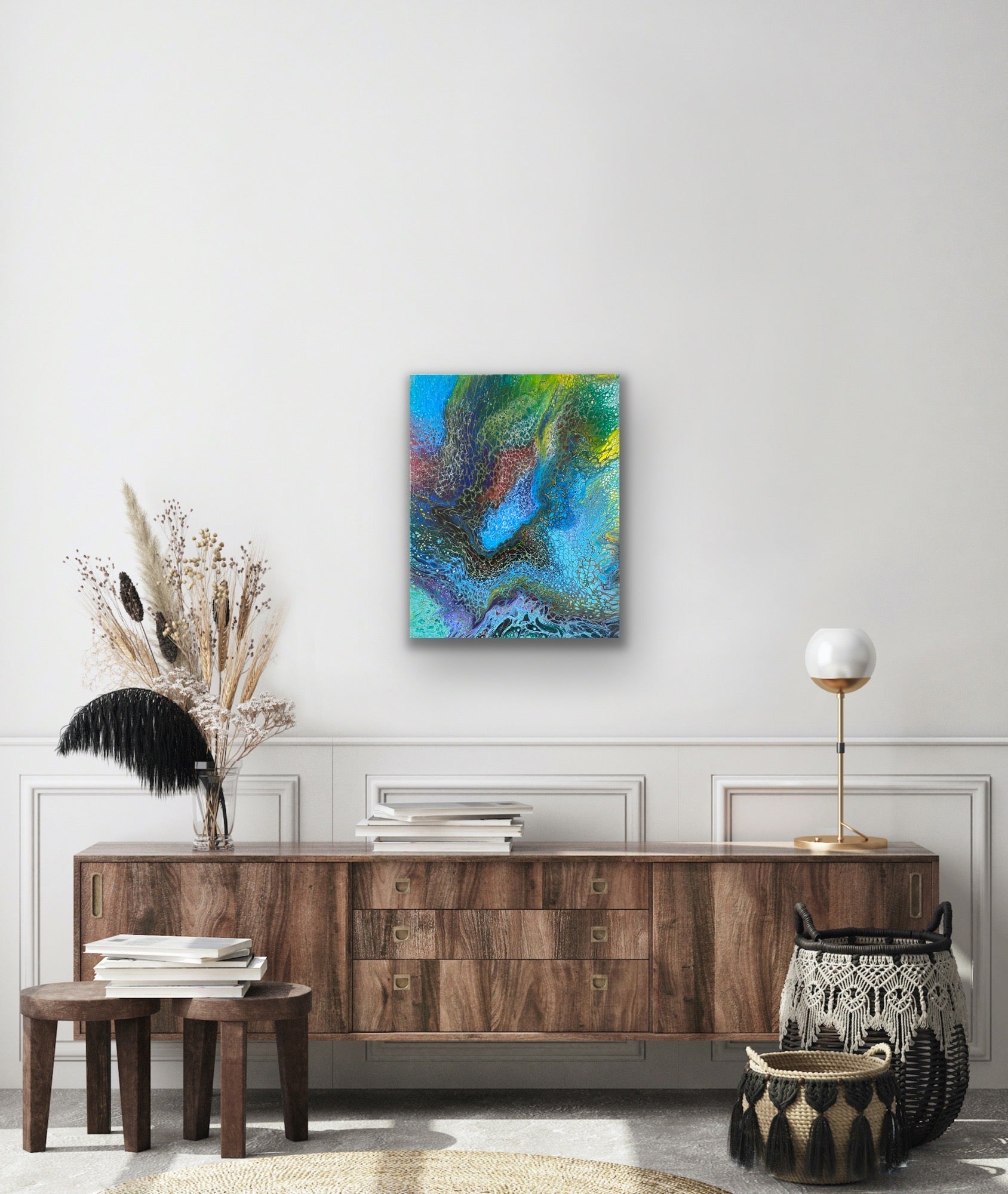 Beautiful Artwork | Handmade | Acrylic Pouring | Swipe Pour Technique | 20 x16 inch canvas - Omagoodness Art Shop
