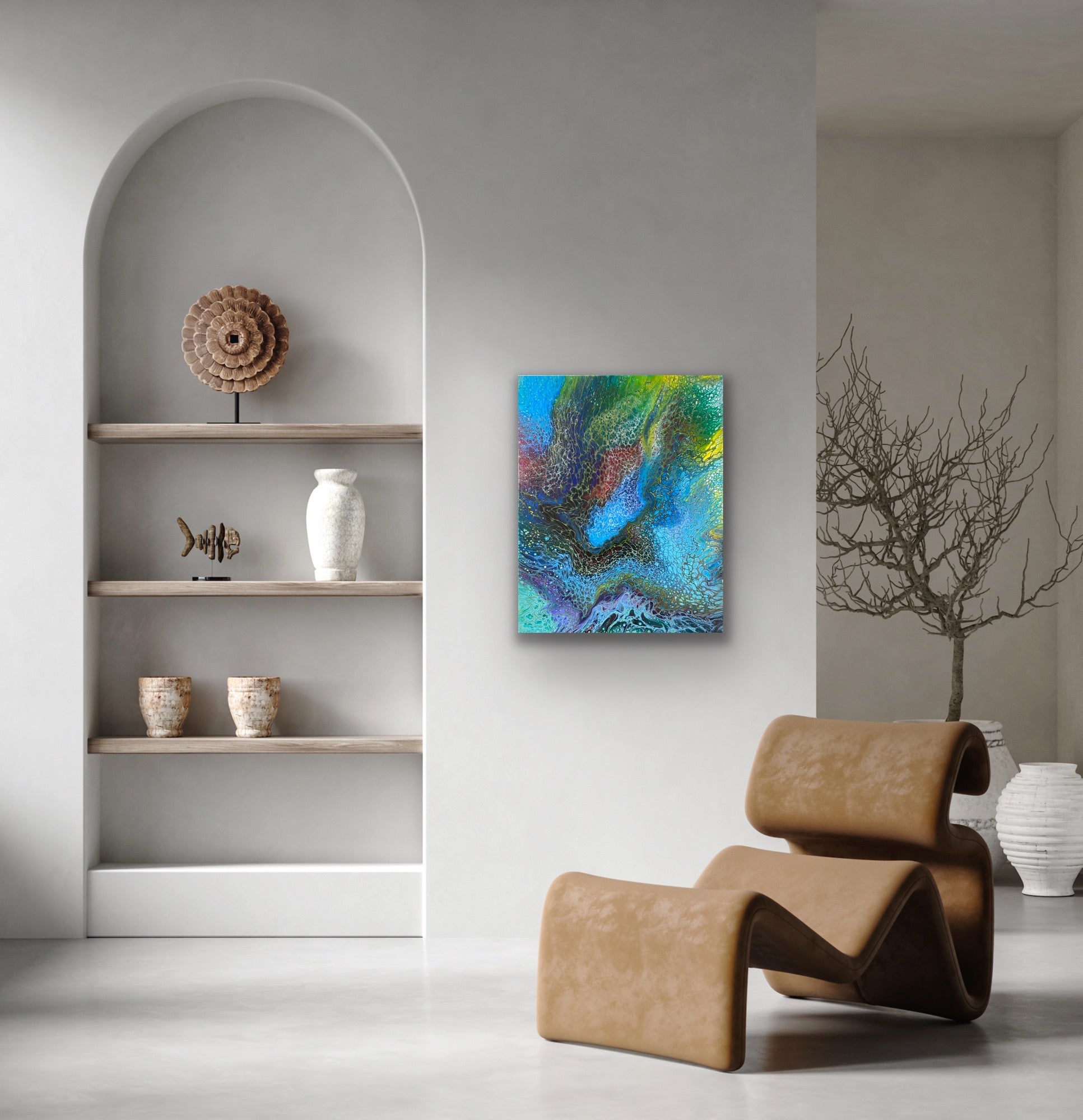 Beautiful Artwork | Handmade | Acrylic Pouring | Swipe Pour Technique | 20 x16 inch canvas - Omagoodness Art Shop