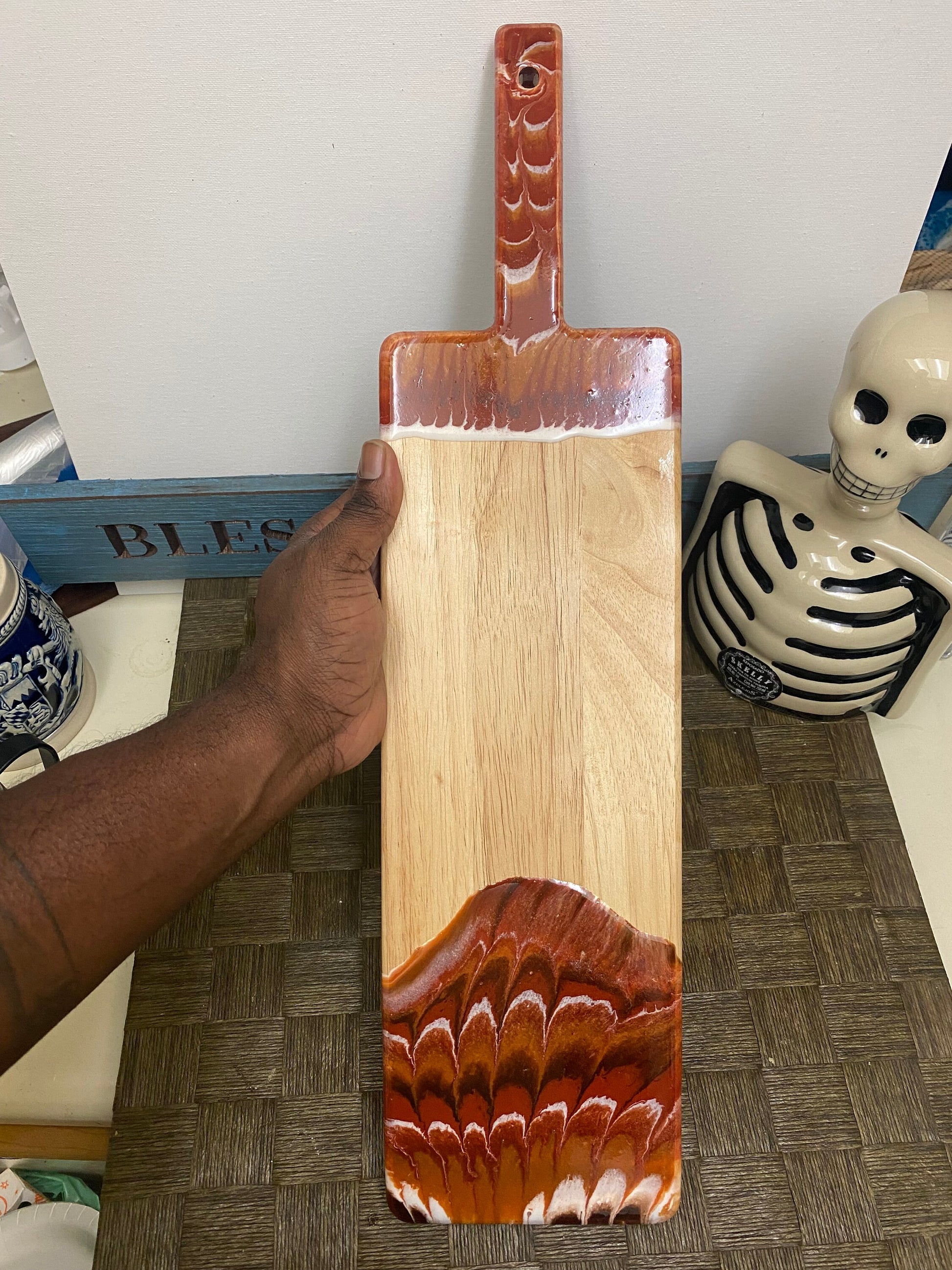 Elegant Brown Resin Rectangular Charcuterie Board - 22” x 5.5 inches in diameter