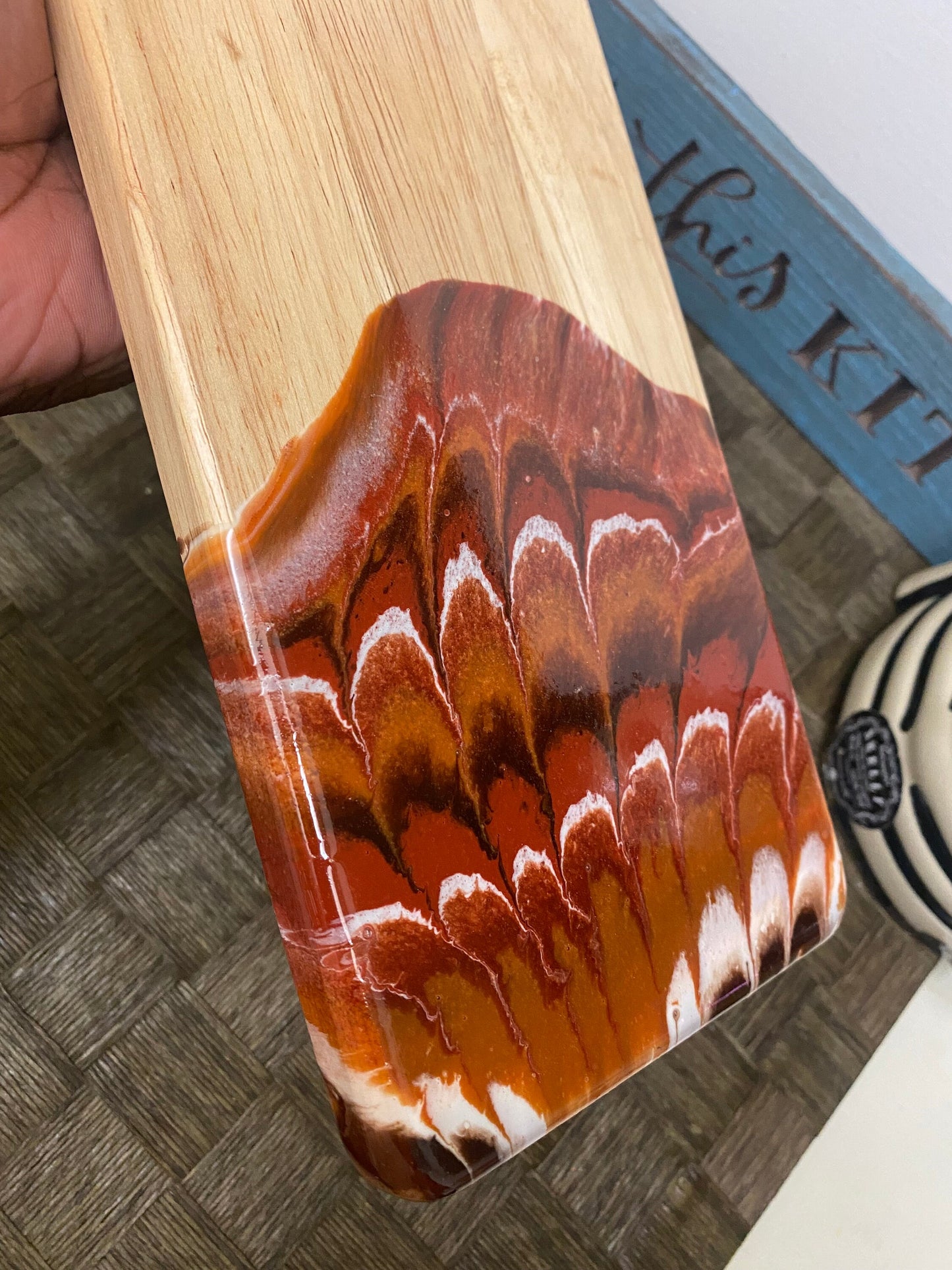 Elegant Brown Resin Rectangular Charcuterie Board - 22” x 5.5 inches in diameter