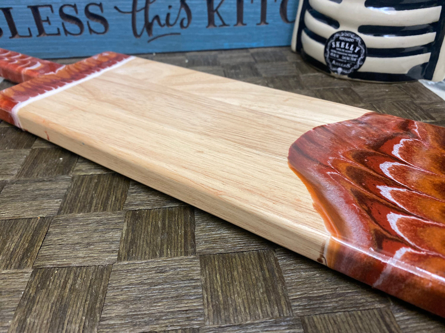 Elegant Brown Resin Rectangular Charcuterie Board - 22” x 5.5 inches in diameter