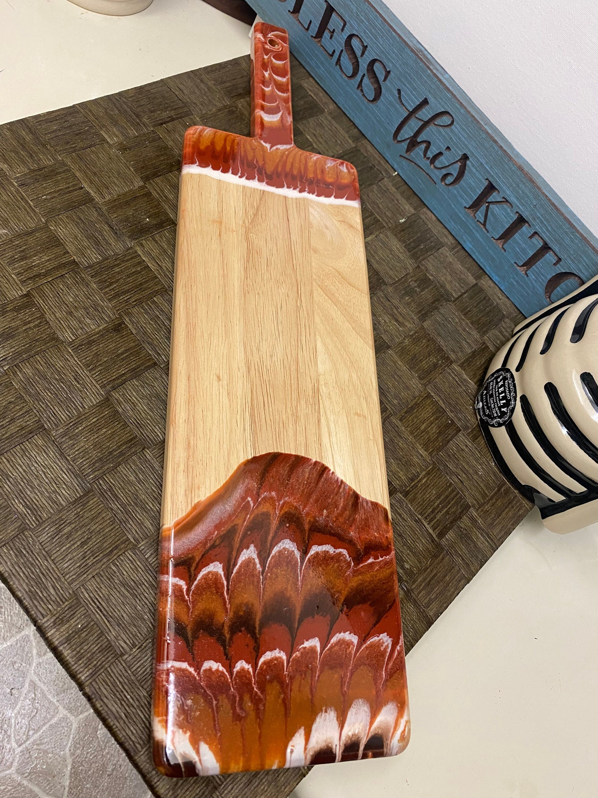 Elegant Brown Resin Rectangular Charcuterie Board - 22” x 5.5 inches in diameter