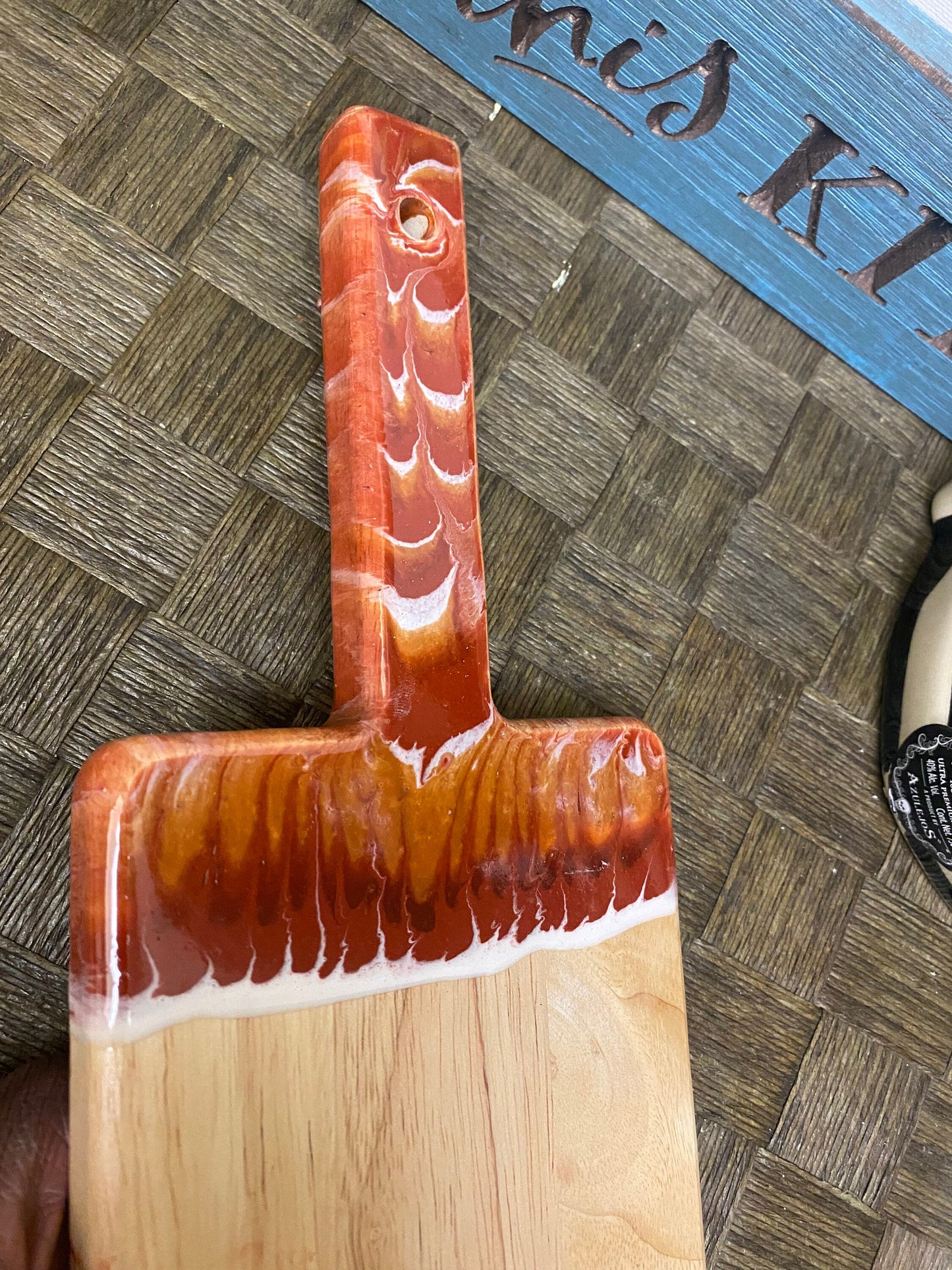 Elegant Brown Resin Rectangular Charcuterie Board - 22” x 5.5 inches in diameter