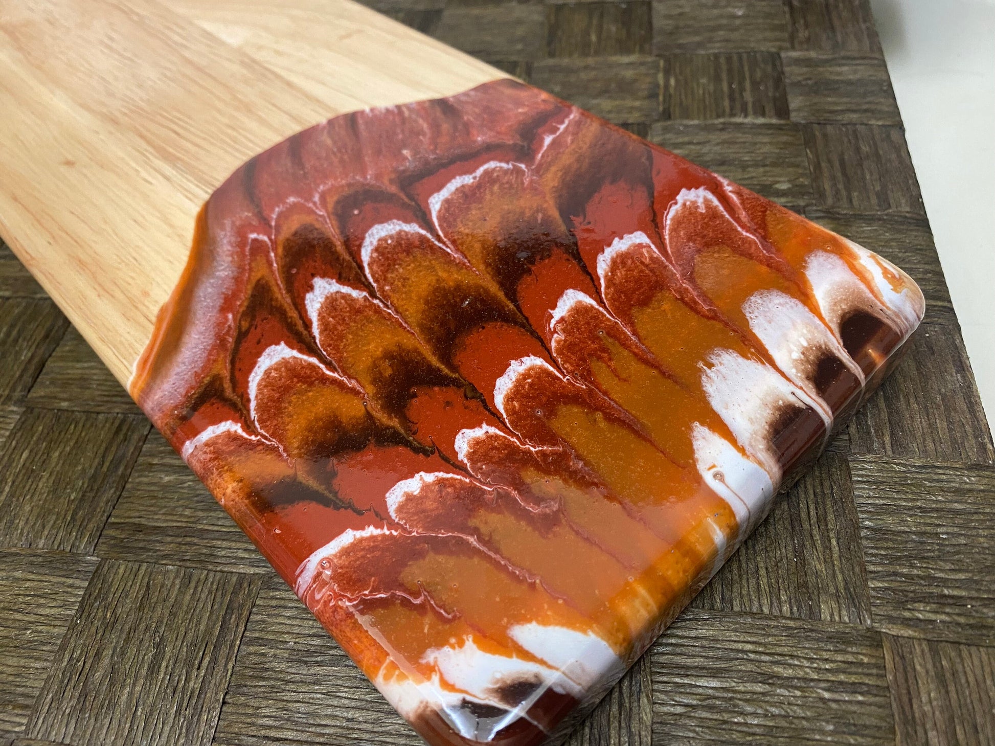 Elegant Brown Resin Rectangular Charcuterie Board - 22” x 5.5 inches in diameter