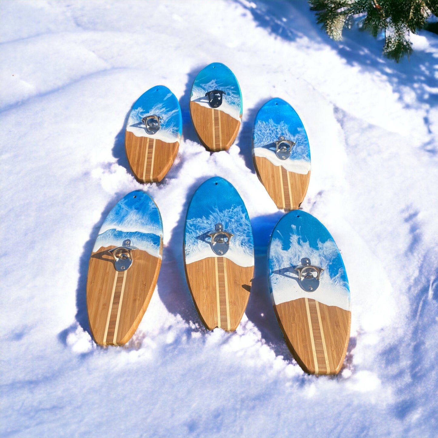 Handcrafted Mini Surfboard Ocean Resin Wave Bottle Opener