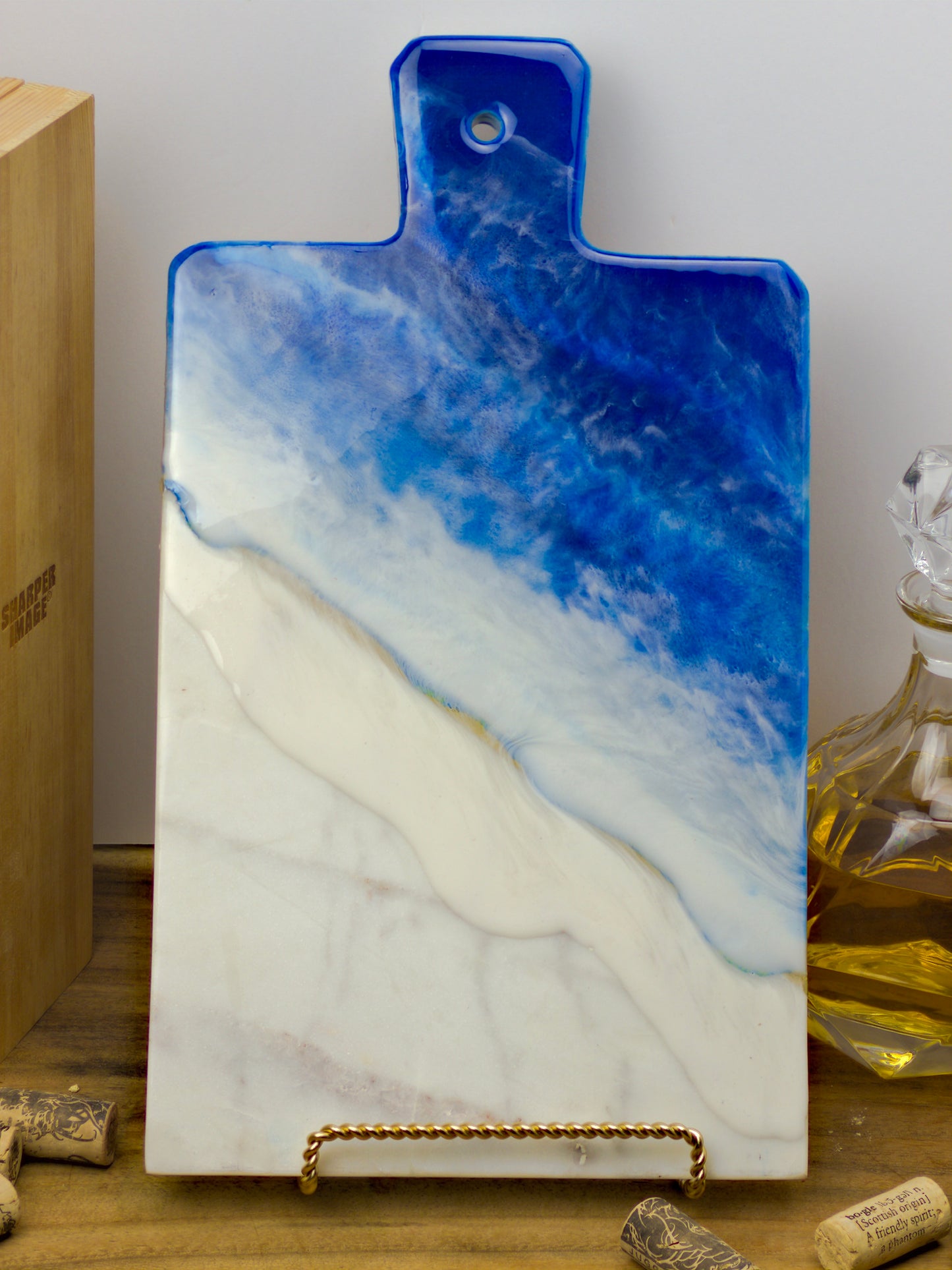 Ocean Resin Marble Cutting Board with handle - Omagoodness Art Shop