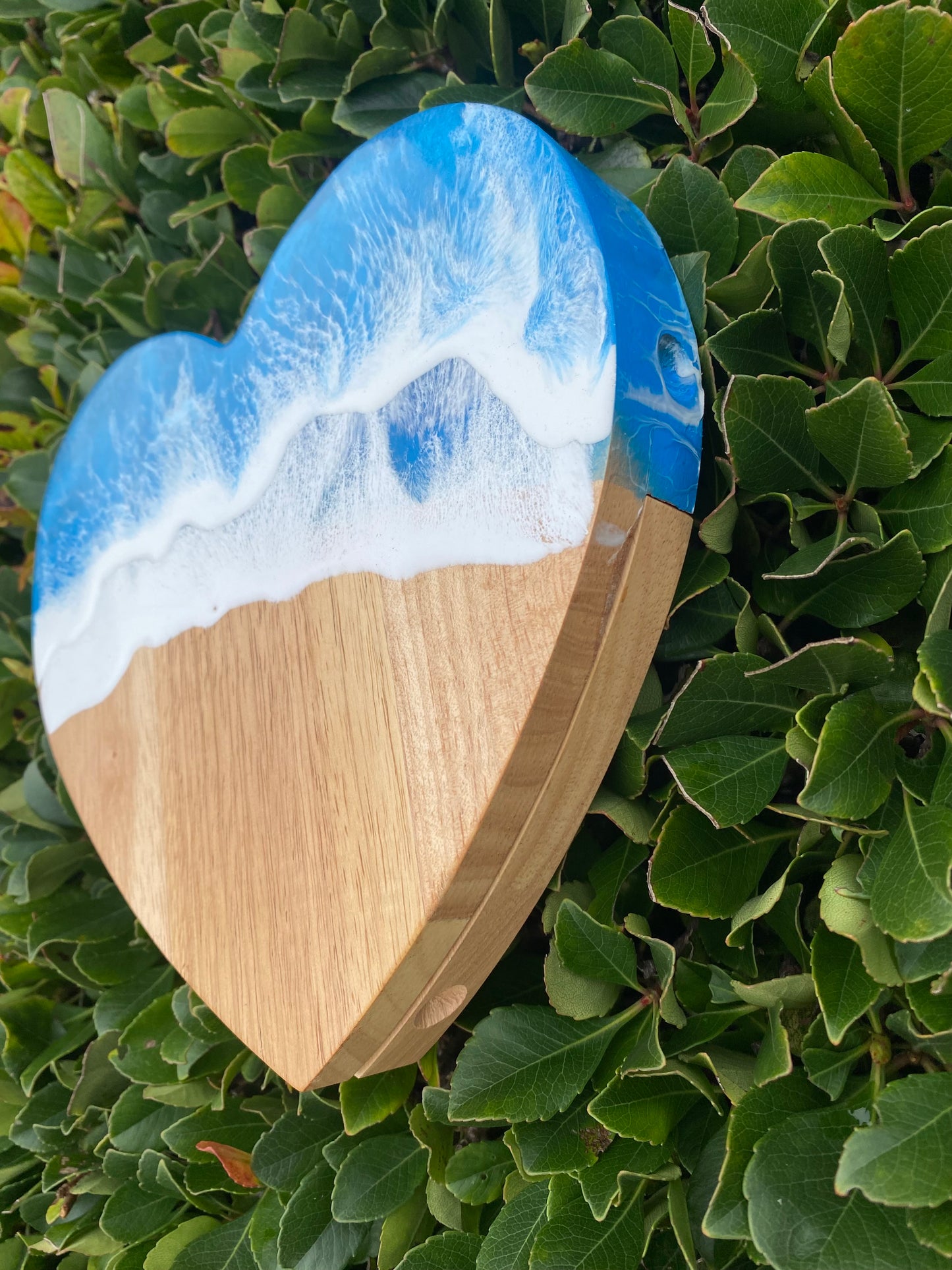 Heart-Shaped Handmade Ocean Resin Wood Cheese Board & Knife Set - Charcuterie Board - Miniature Cutting Board - Wine Meat Cheese Platter