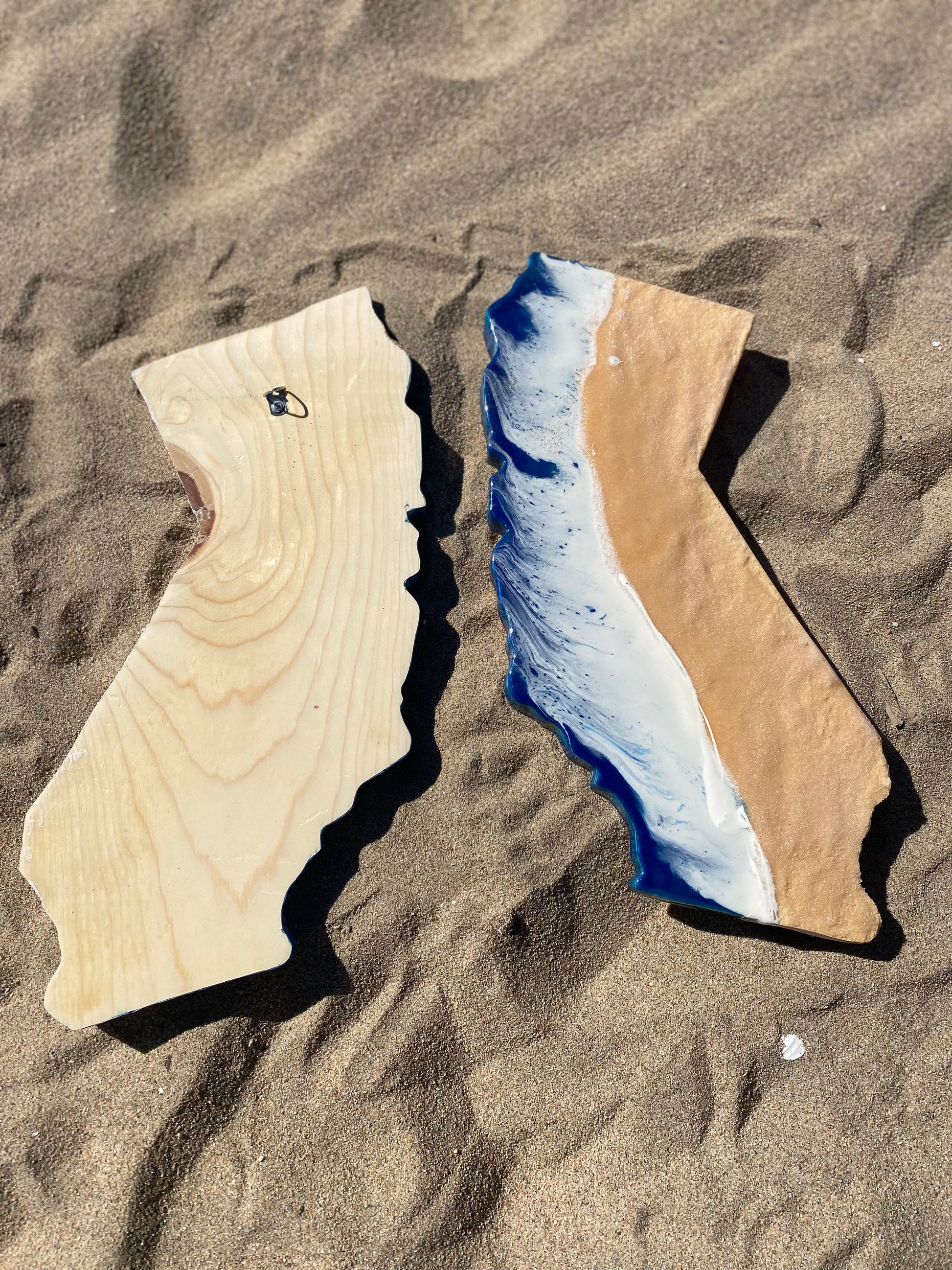 Unique California Shaped Ocean Wave Resin Charcuterie Display Board - Omagoodness Art Shop