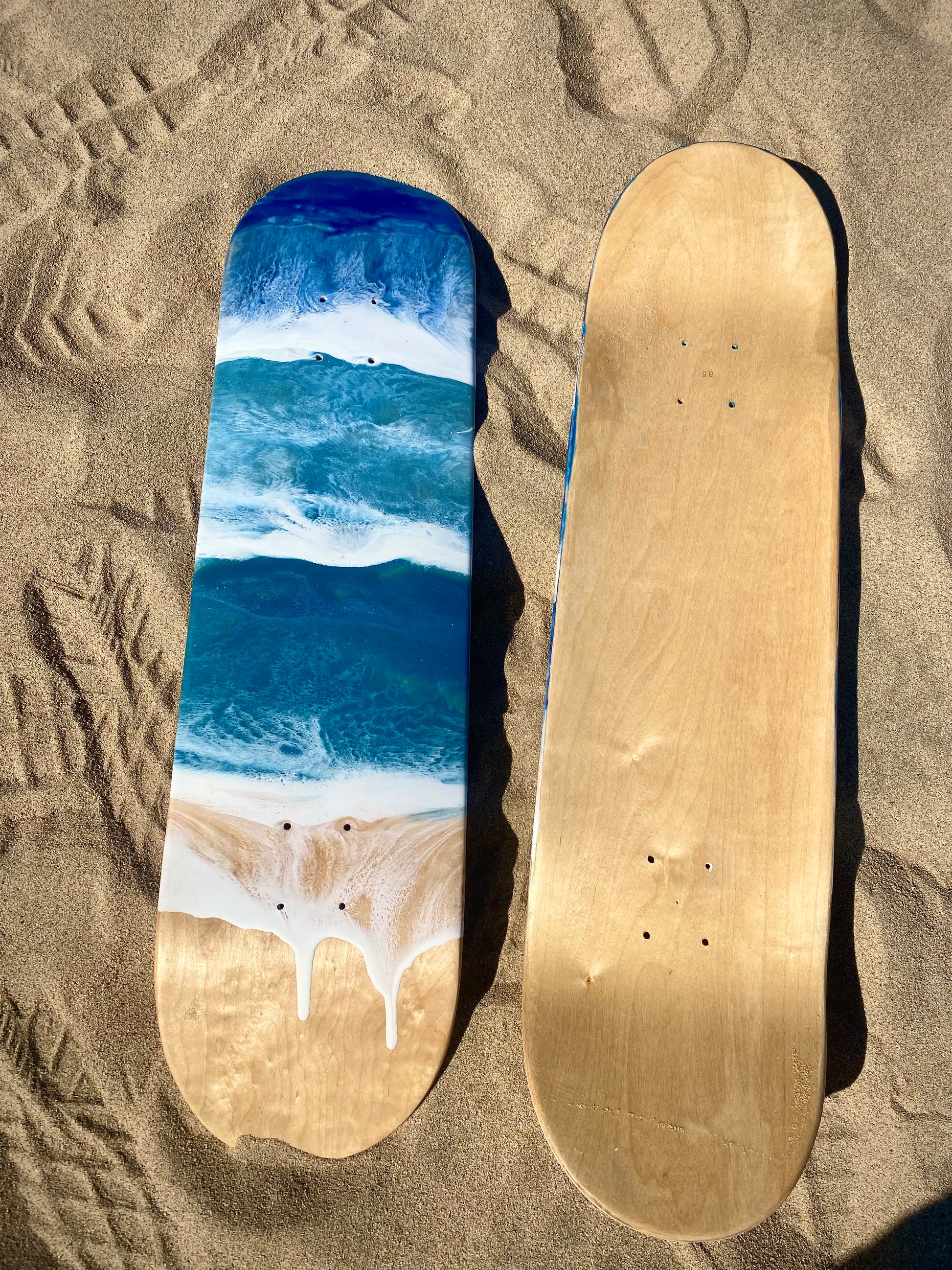 Handcrafted Ocean Resin Skateboard Wall Decor - Omagoodness Art Shop